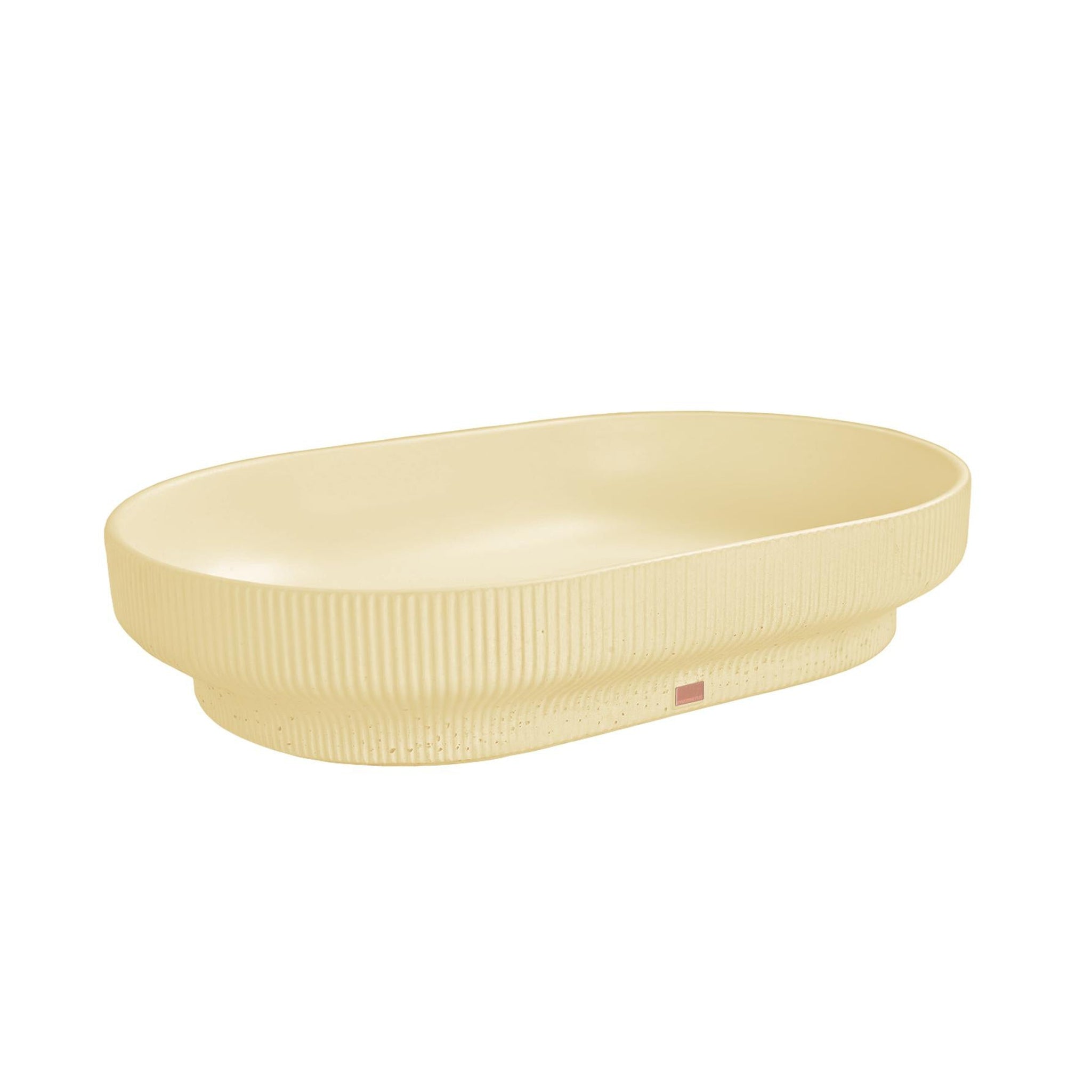 Konkretus, Konkretus Lotus02 22" Dune Yellow Top Mount Oval Vessel Concrete Bathroom Sink