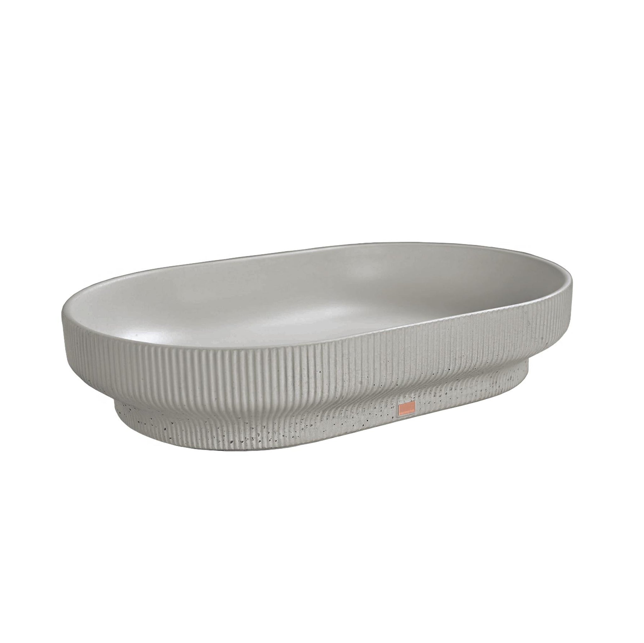 Konkretus, Konkretus Lotus02 22" Rain Gray Top Mount Oval Vessel Concrete Bathroom Sink