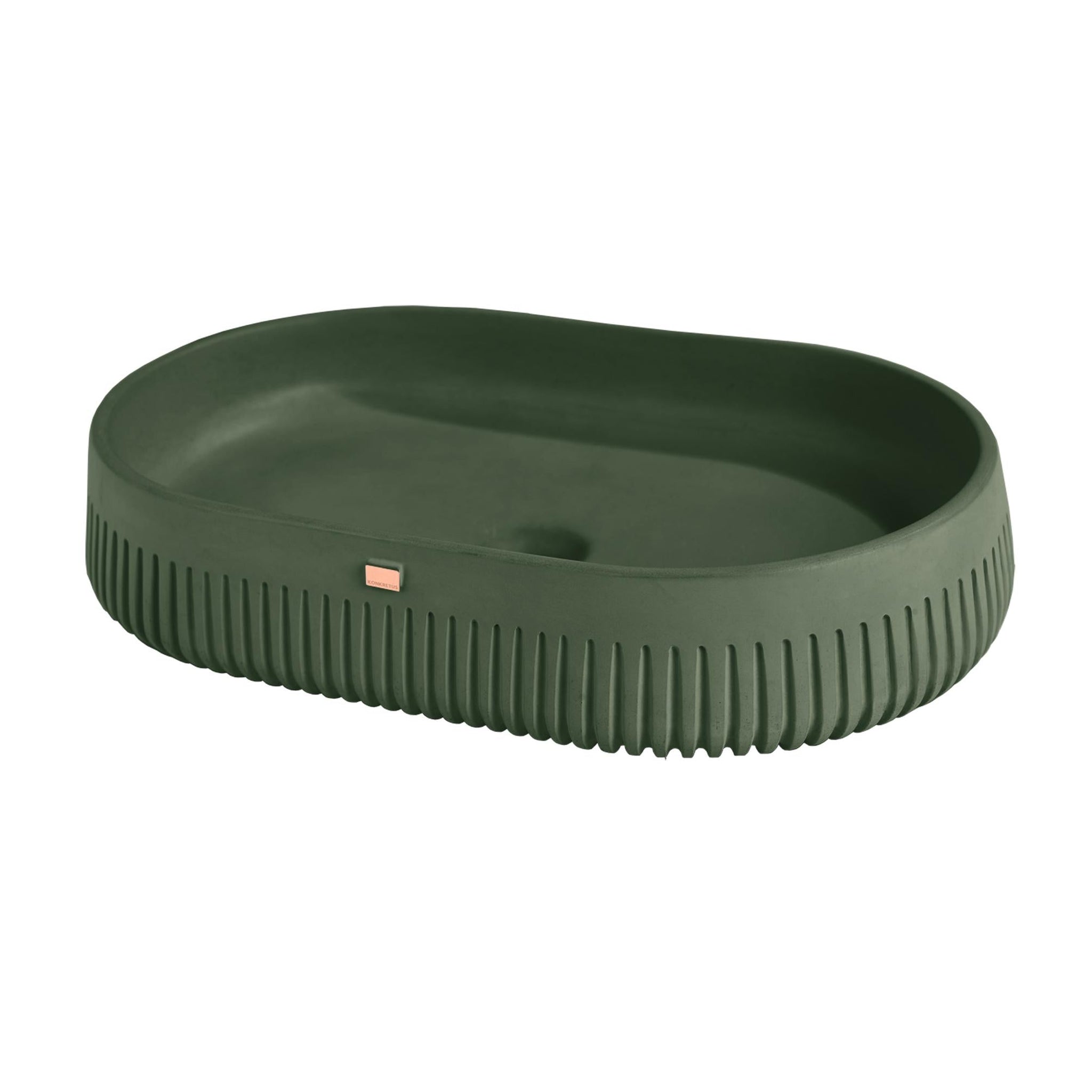 Konkretus, Konkretus Papua02 22" Amazonic Green Top Mount Vessel Concrete Bathroom Sink