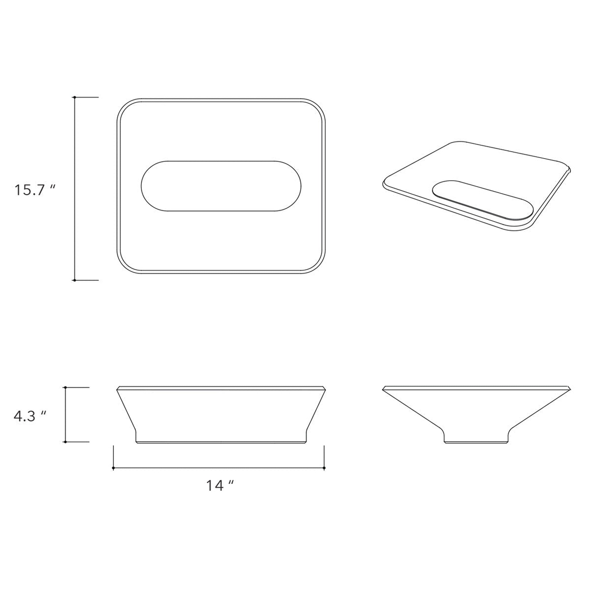 Konkretus, Konkretus Pondok01 14" Amazonic Green Top Mount Rectangular Vessel Concrete Bathroom Sink