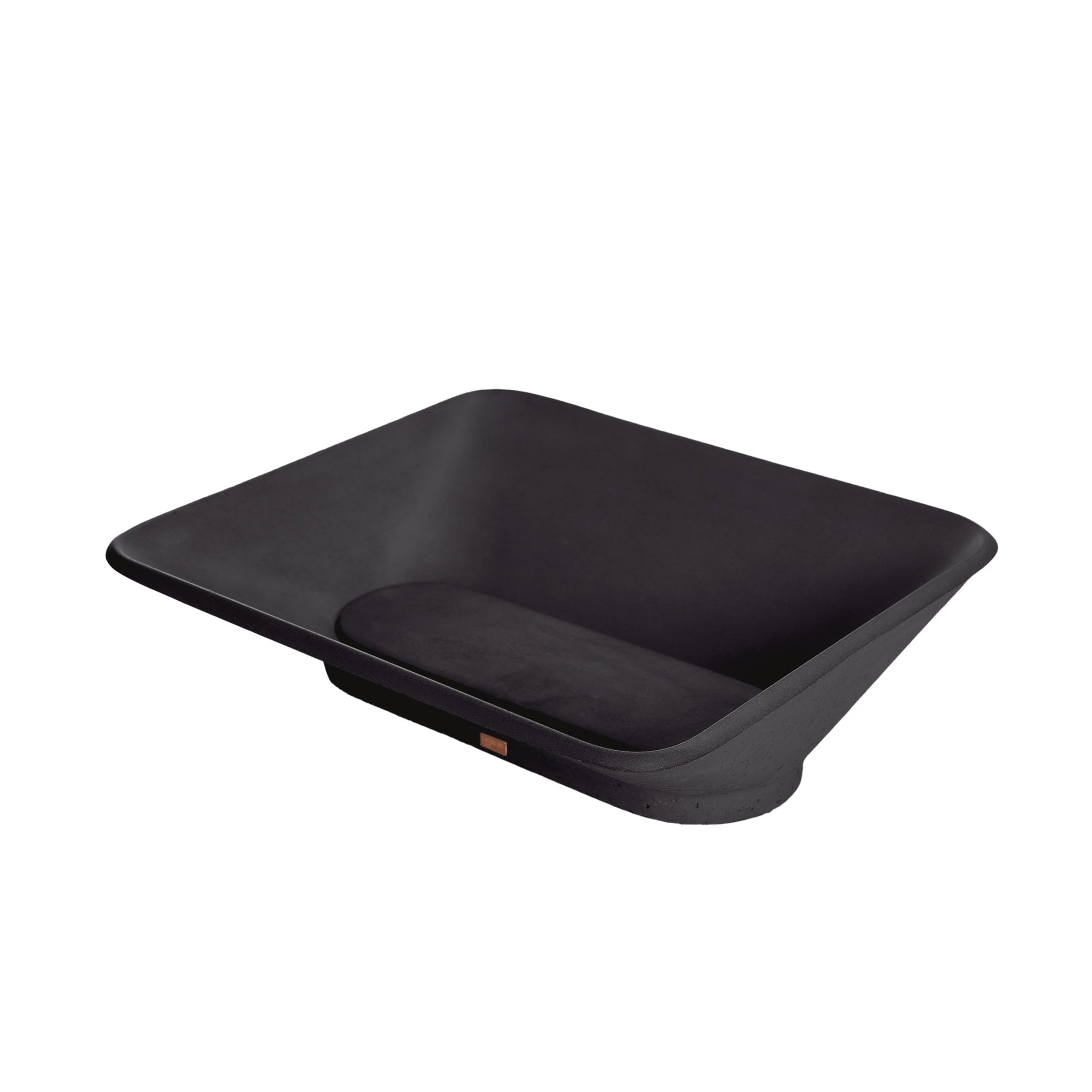 Konkretus, Konkretus Pondok01 14" Coal Black Top Mount Rectangular Vessel Concrete Bathroom Sink