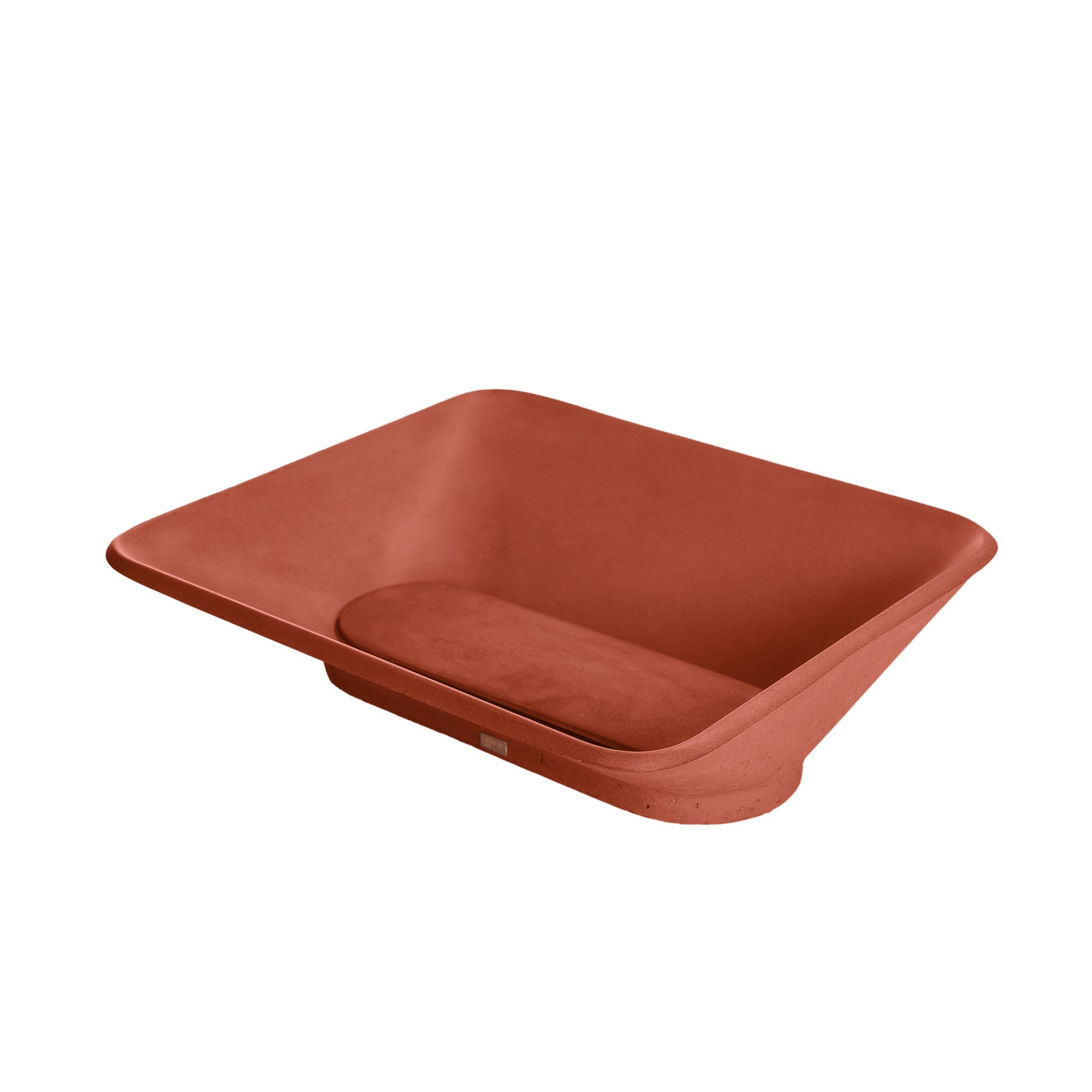 Konkretus, Konkretus Pondok01 14" Terracotta Red Top Mount Rectangular Vessel Concrete Bathroom Sink