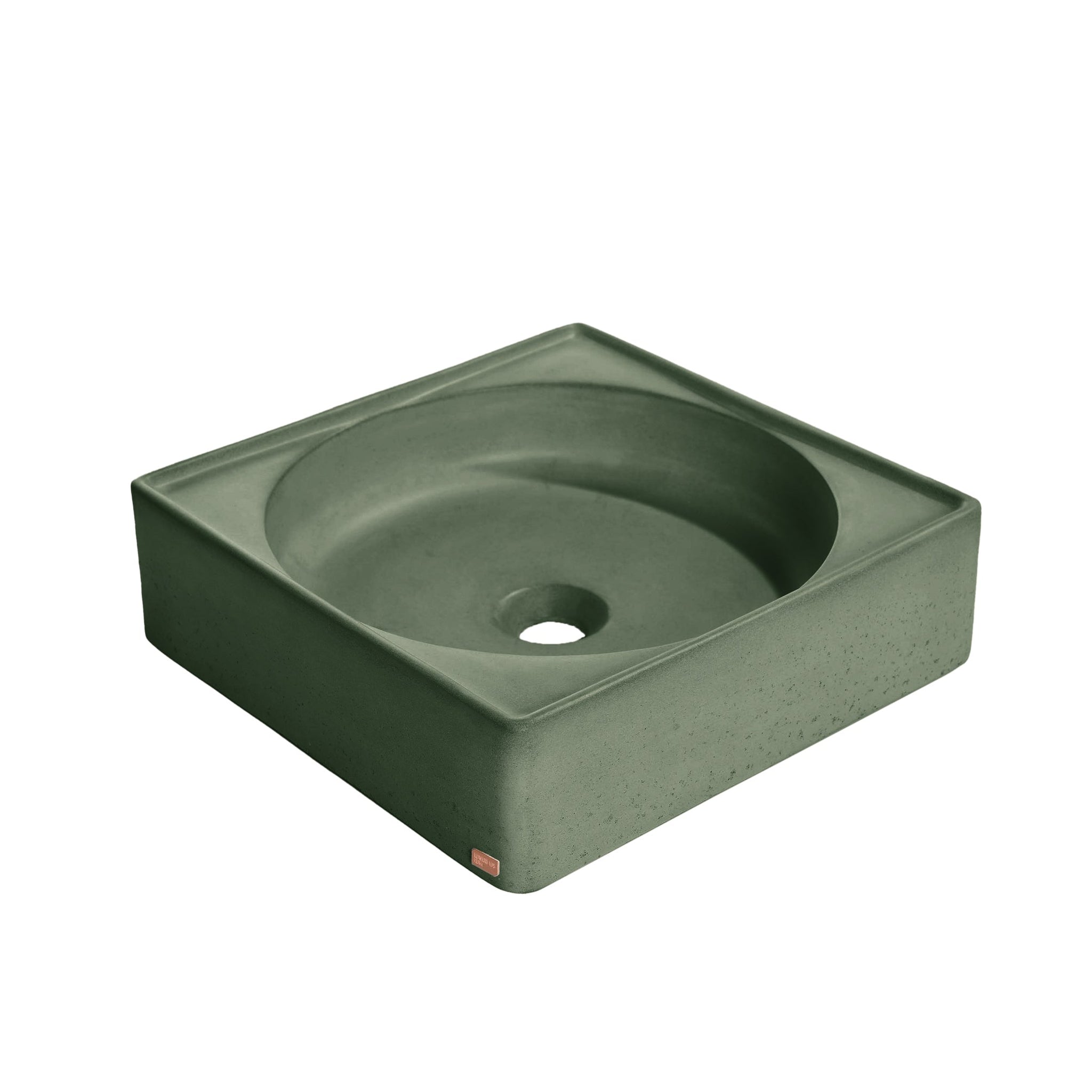 Konkretus, Konkretus Selv01 15" Amazonic Green Top Mount Square Vessel Concrete Bathroom Sink
