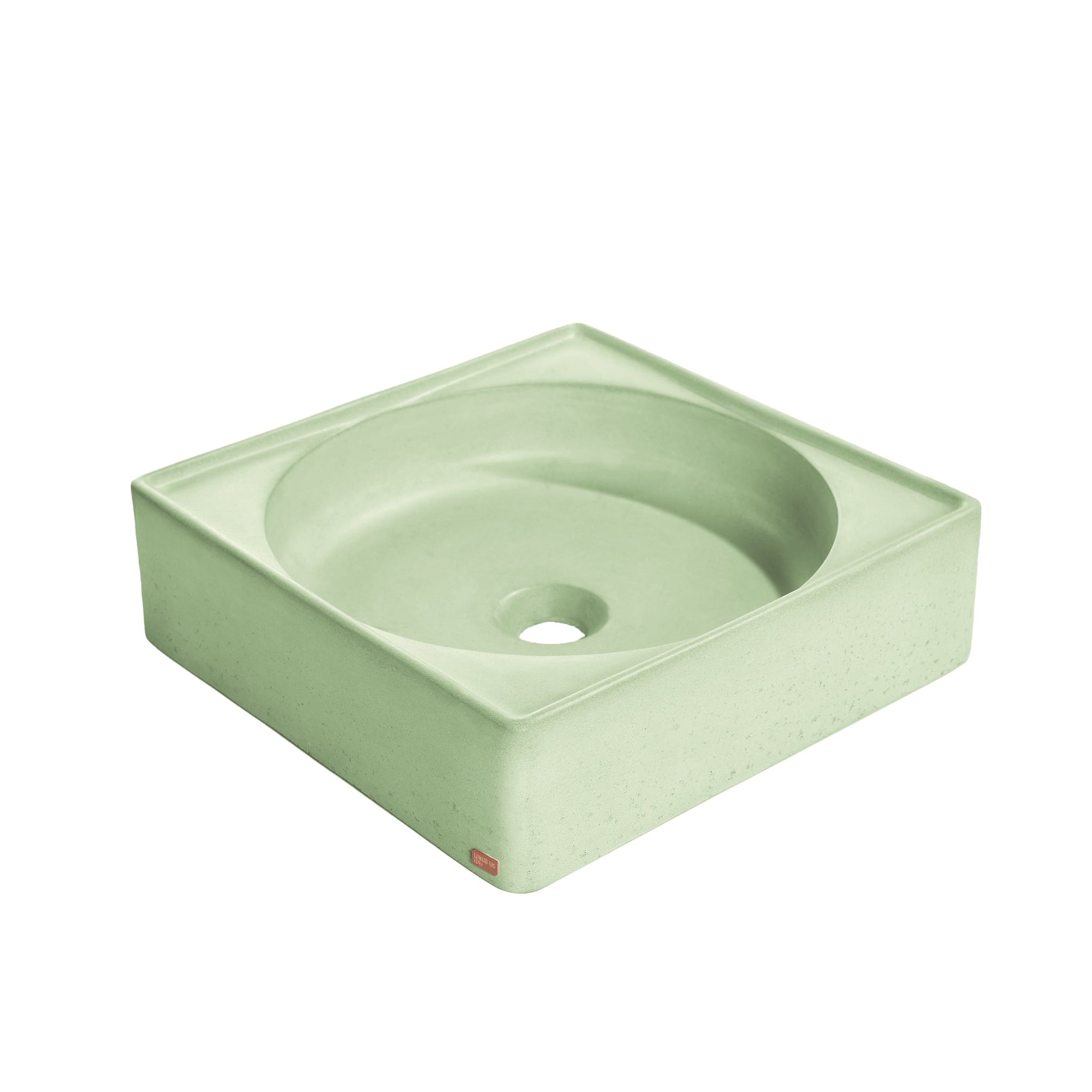 Konkretus, Konkretus Selv01 15" Ceiba Green Top Mount Square Vessel Concrete Bathroom Sink