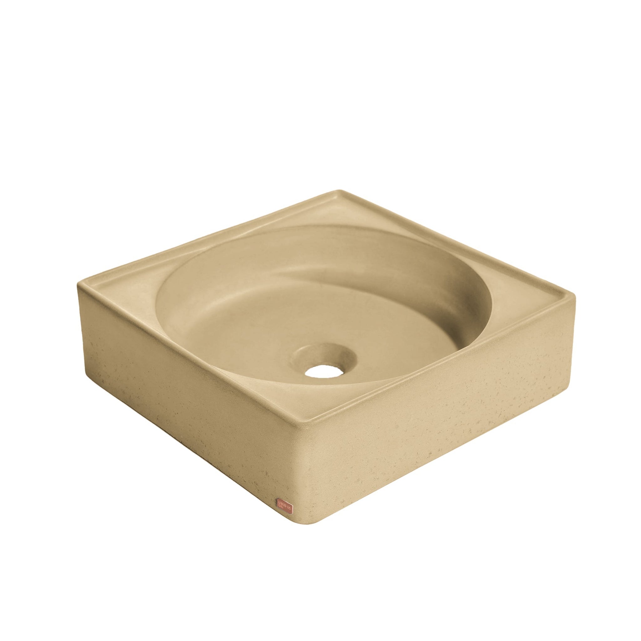 Konkretus, Konkretus Selv01 15" Desert Brown Top Mount Square Vessel Concrete Bathroom Sink