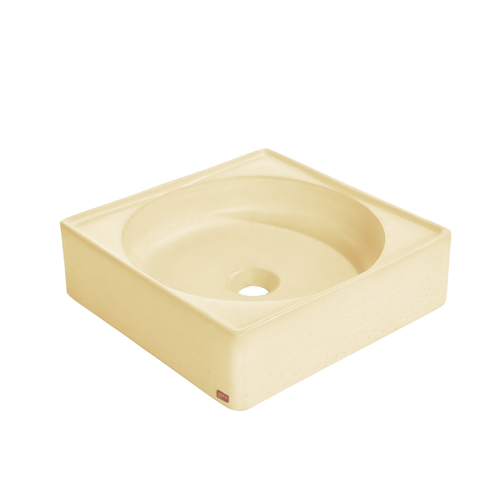 Konkretus, Konkretus Selv01 15" Dune Yellow Top Mount Square Vessel Concrete Bathroom Sink