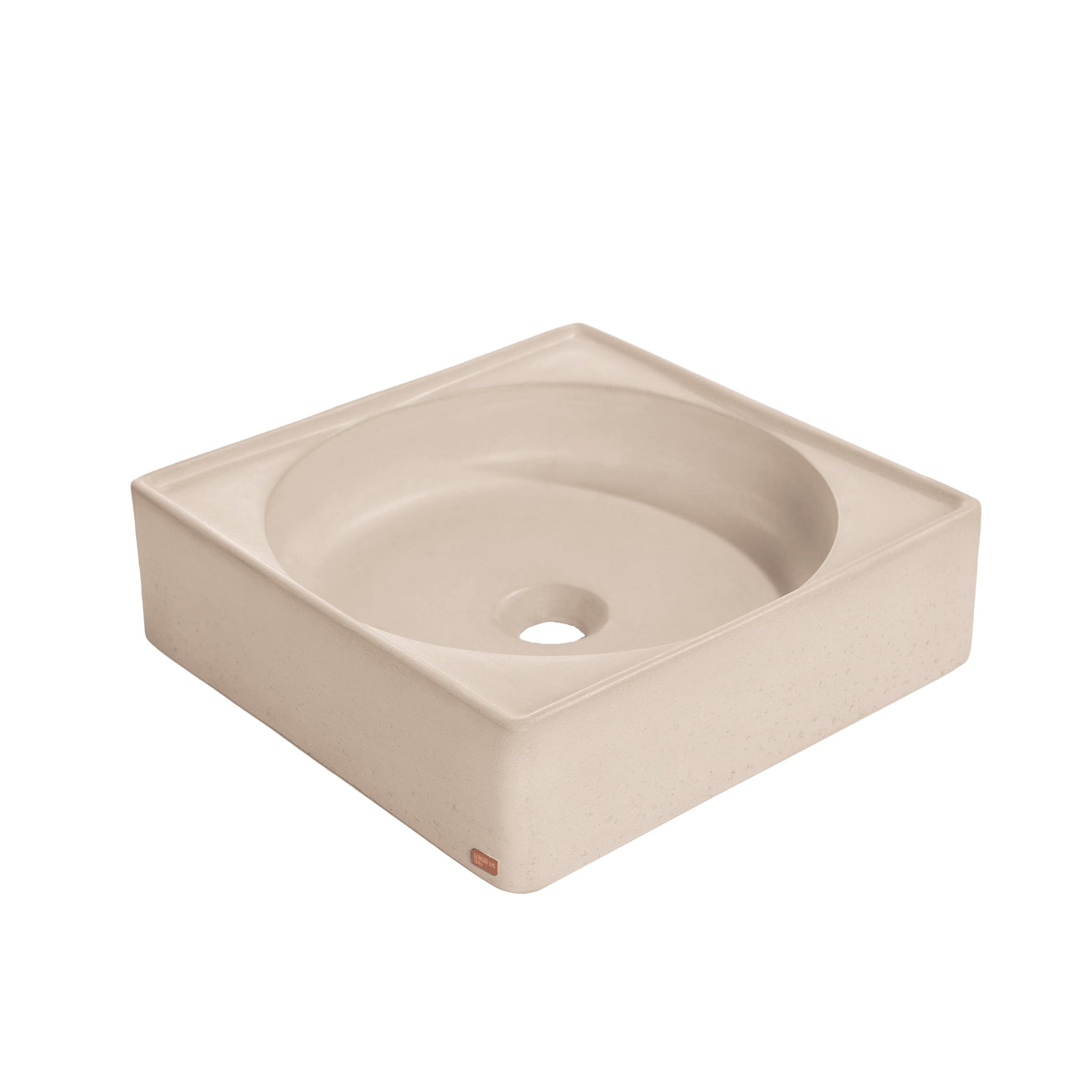Konkretus, Konkretus Selv01 15" Linen Beige Top Mount Square Vessel Concrete Bathroom Sink