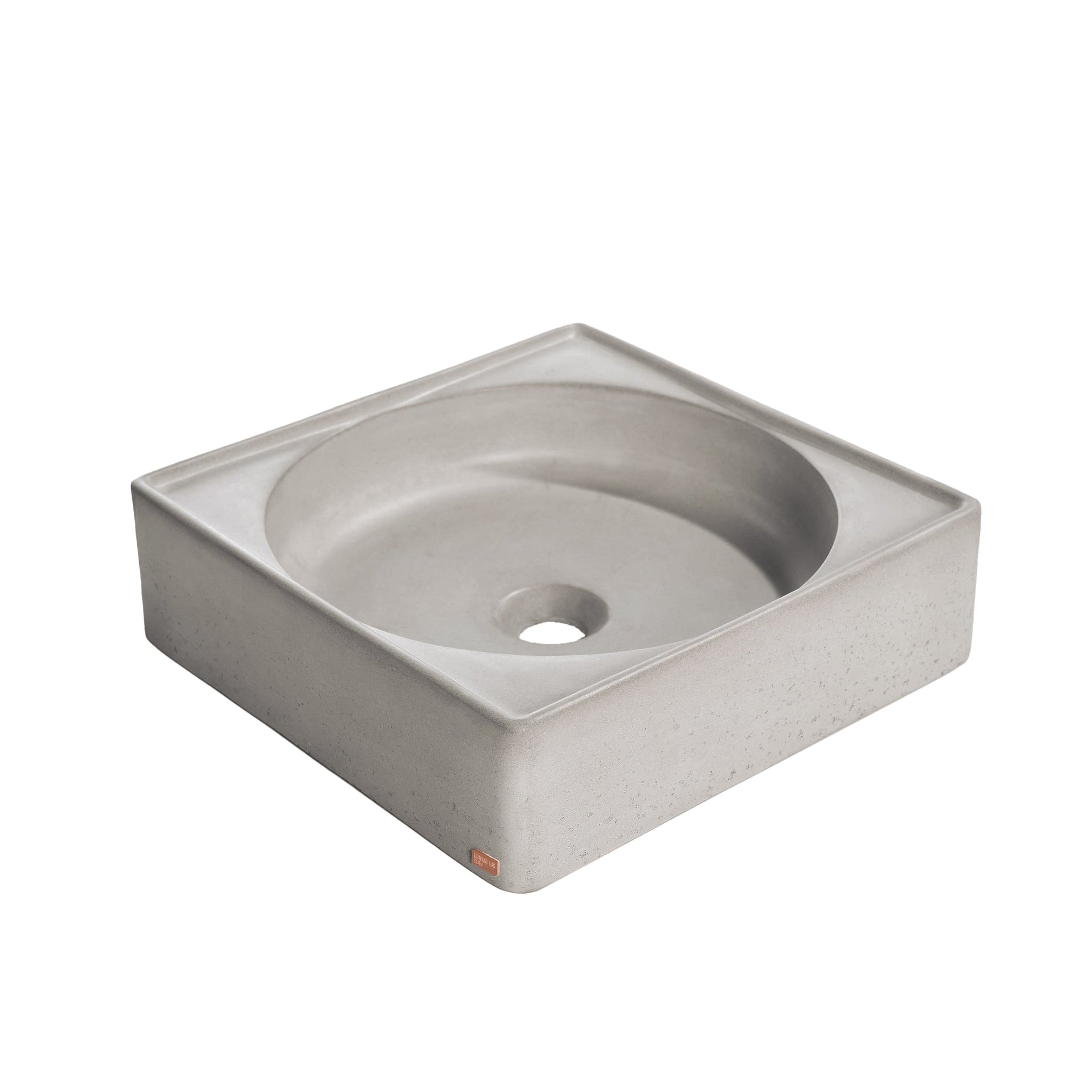 Konkretus, Konkretus Selv01 15" Rain Gray Top Mount Square Vessel Concrete Bathroom Sink