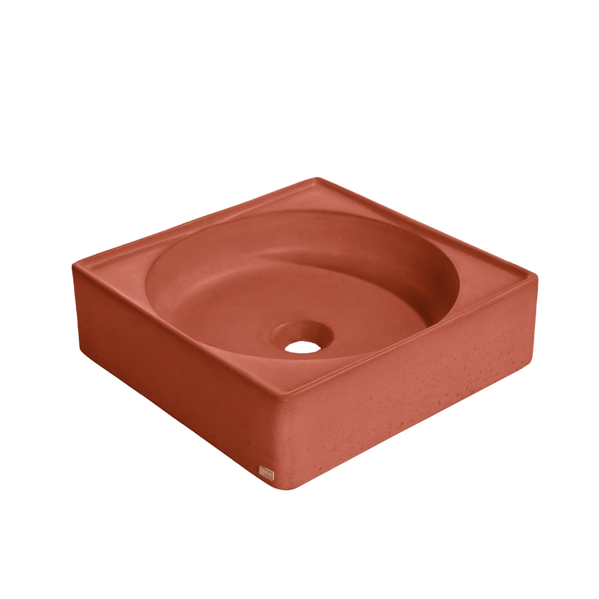 Konkretus, Konkretus Selv01 15" Terracota Red Top Mount Square Vessel Concrete Bathroom Sink