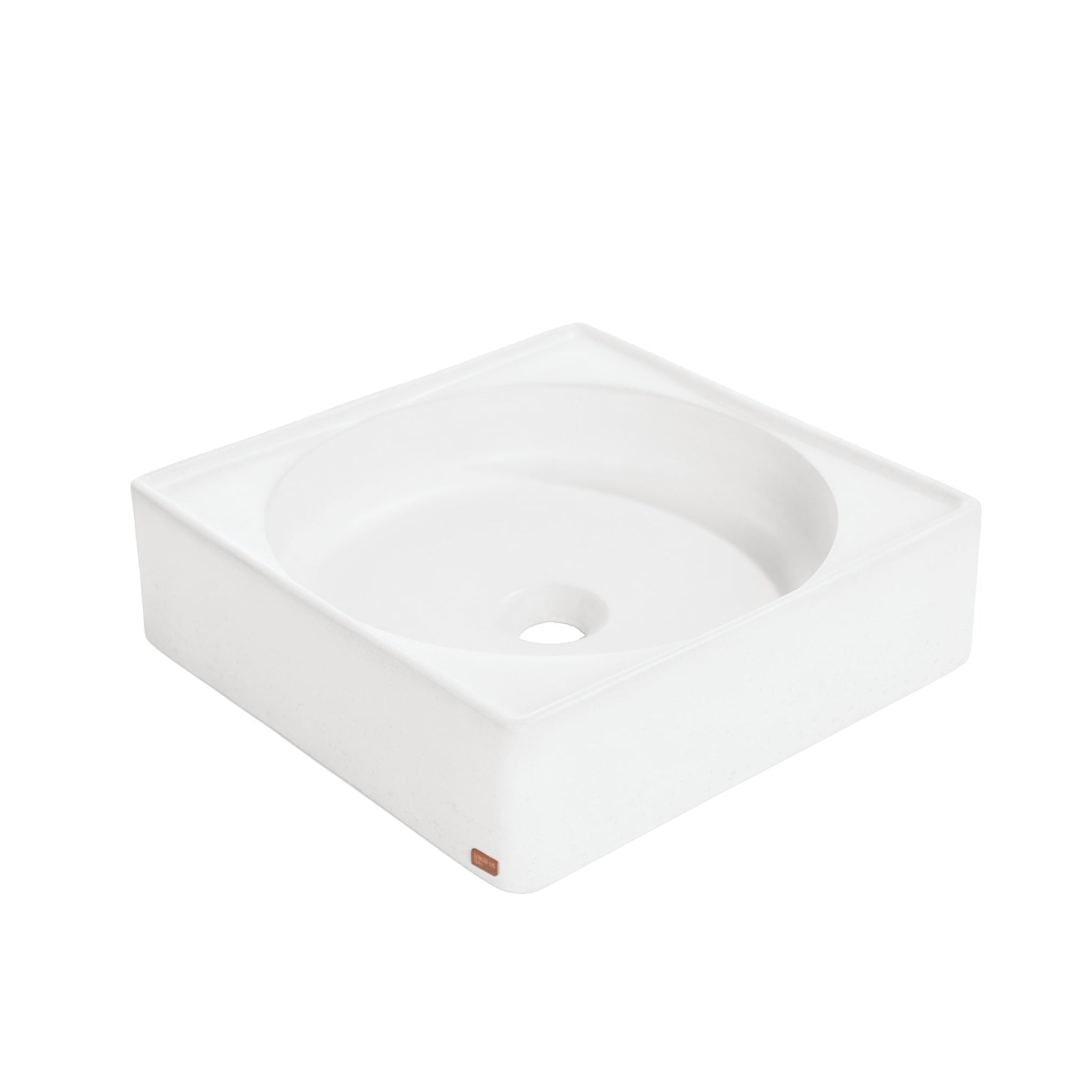 Konkretus, Konkretus Selv01 15" Tulum White Top Mount Square Vessel Concrete Bathroom Sink