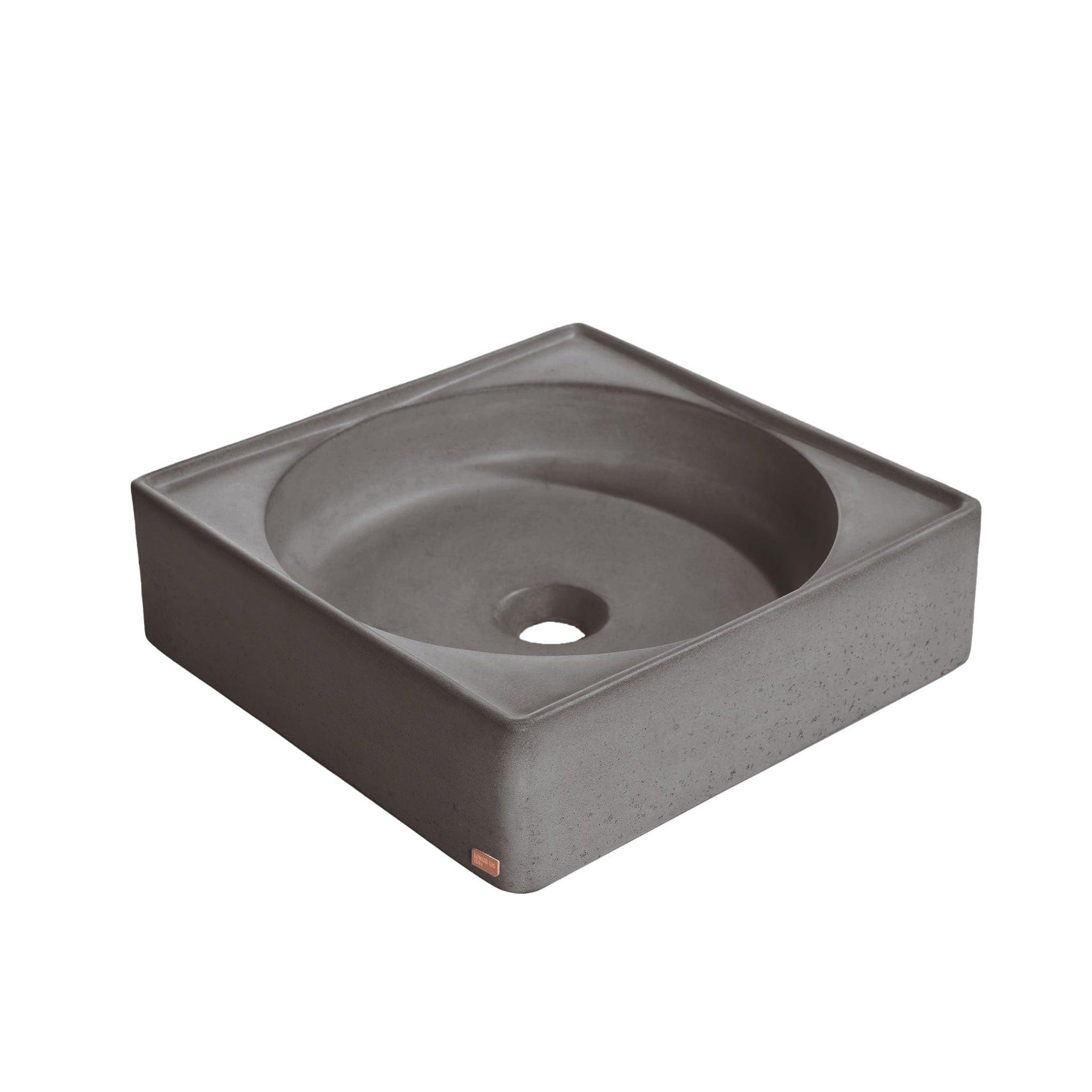 Konkretus, Konkretus Selv01 15" Volcanic Gray Top Mount Square Vessel Concrete Bathroom Sink