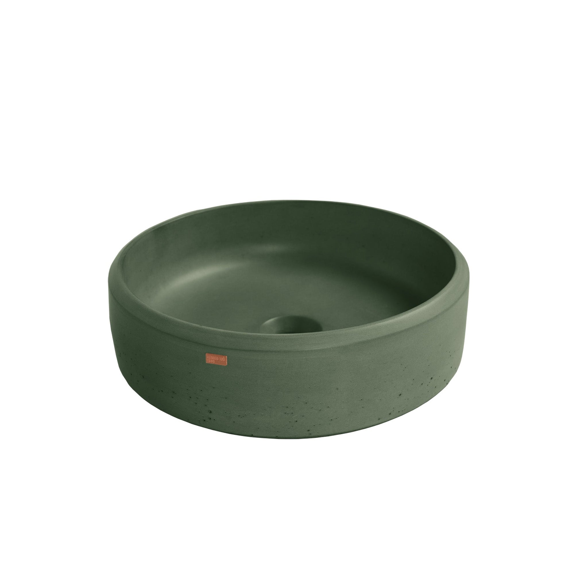 Konkretus, Konkretus Ubud01 15" Amazonic Green Top Mount Round Vessel Concrete Bathroom Sink