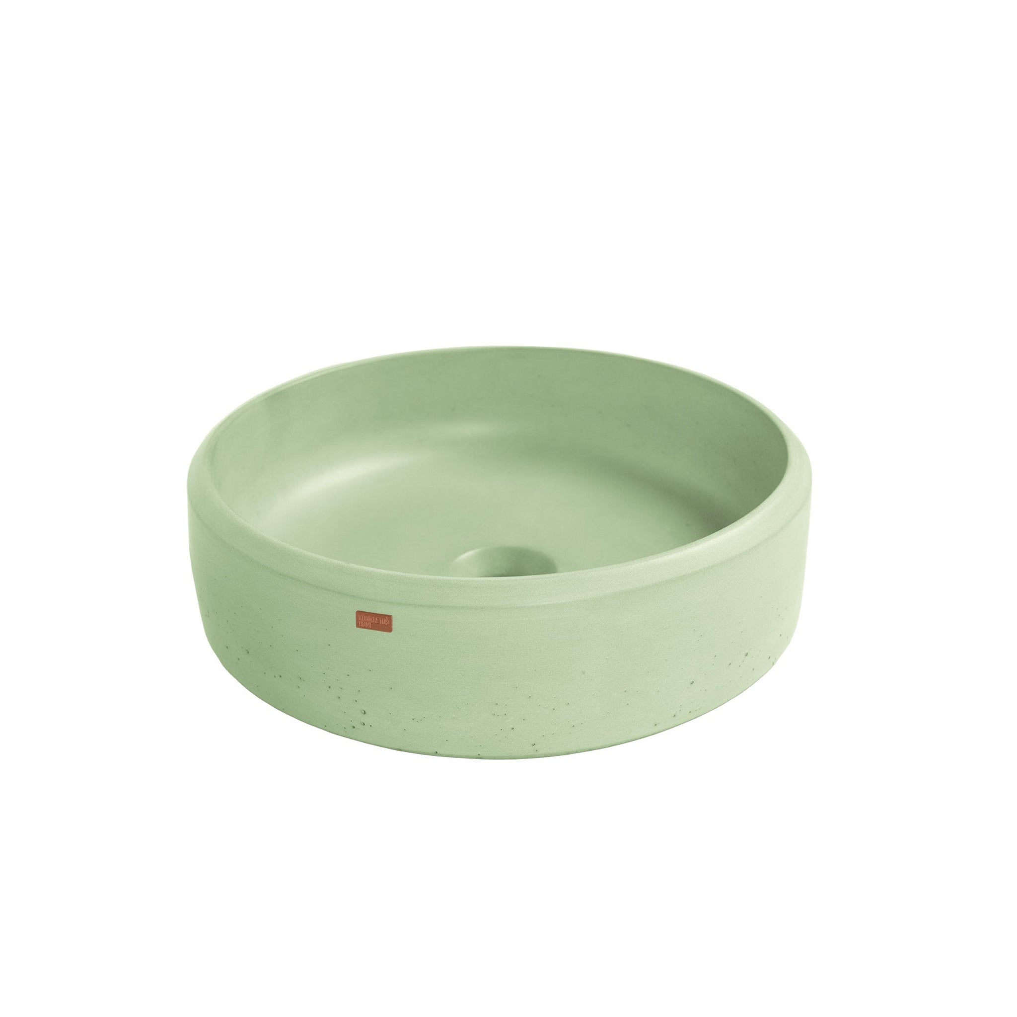 Konkretus, Konkretus Ubud01 15" Ceiba Green Top Mount Round Vessel Concrete Bathroom Sink