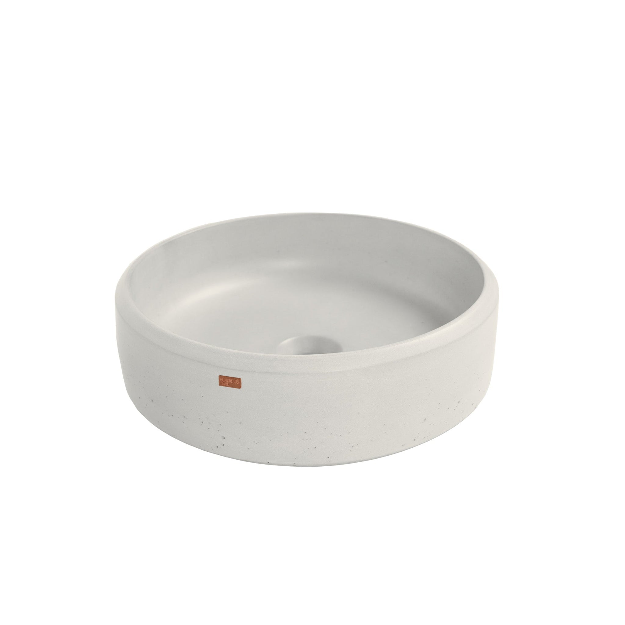 Konkretus, Konkretus Ubud01 15" Shadow Gray Top Mount Round Vessel Concrete Bathroom Sink