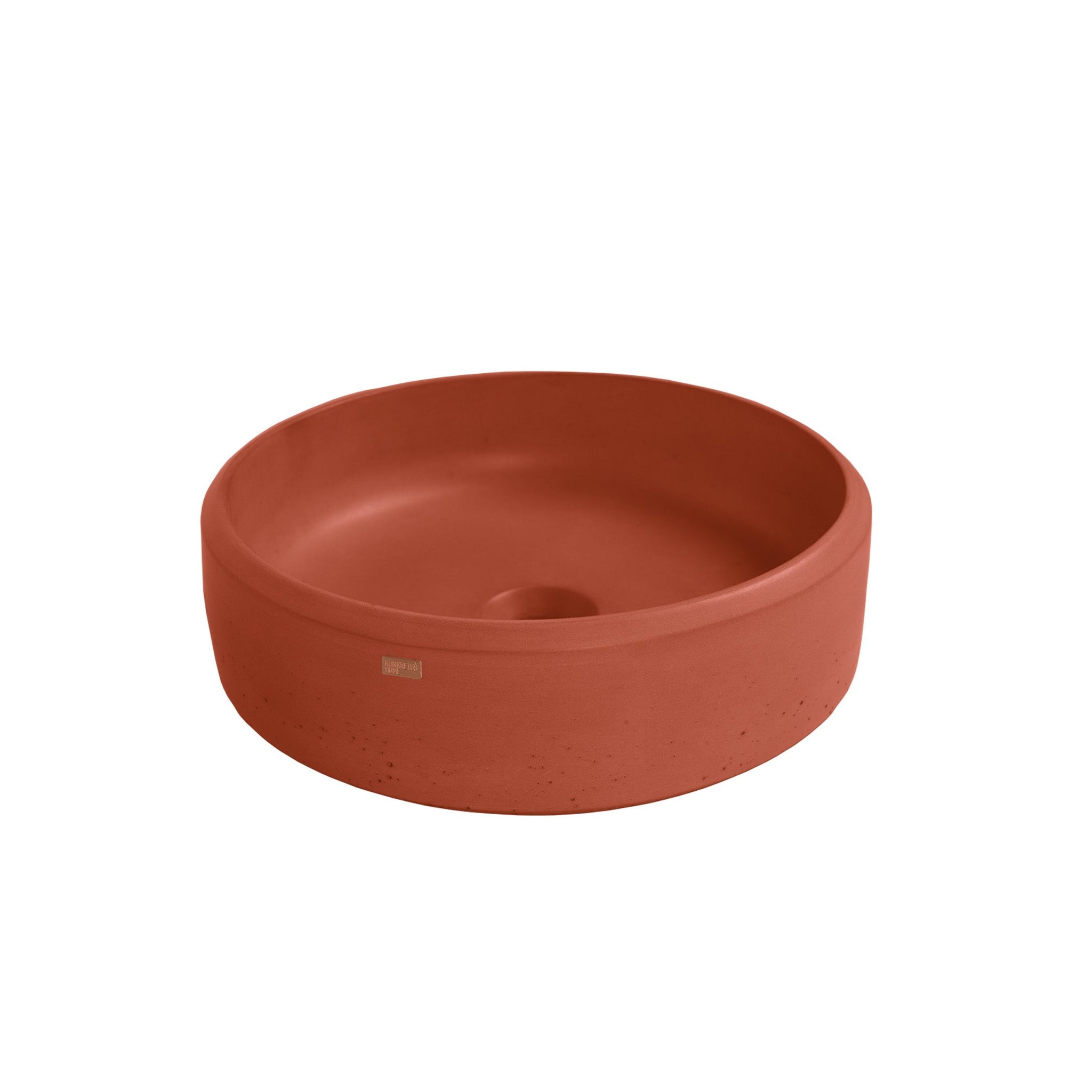 Konkretus, Konkretus Ubud01 15" Terracotta Red Top Mount Round Vessel Concrete Bathroom Sink