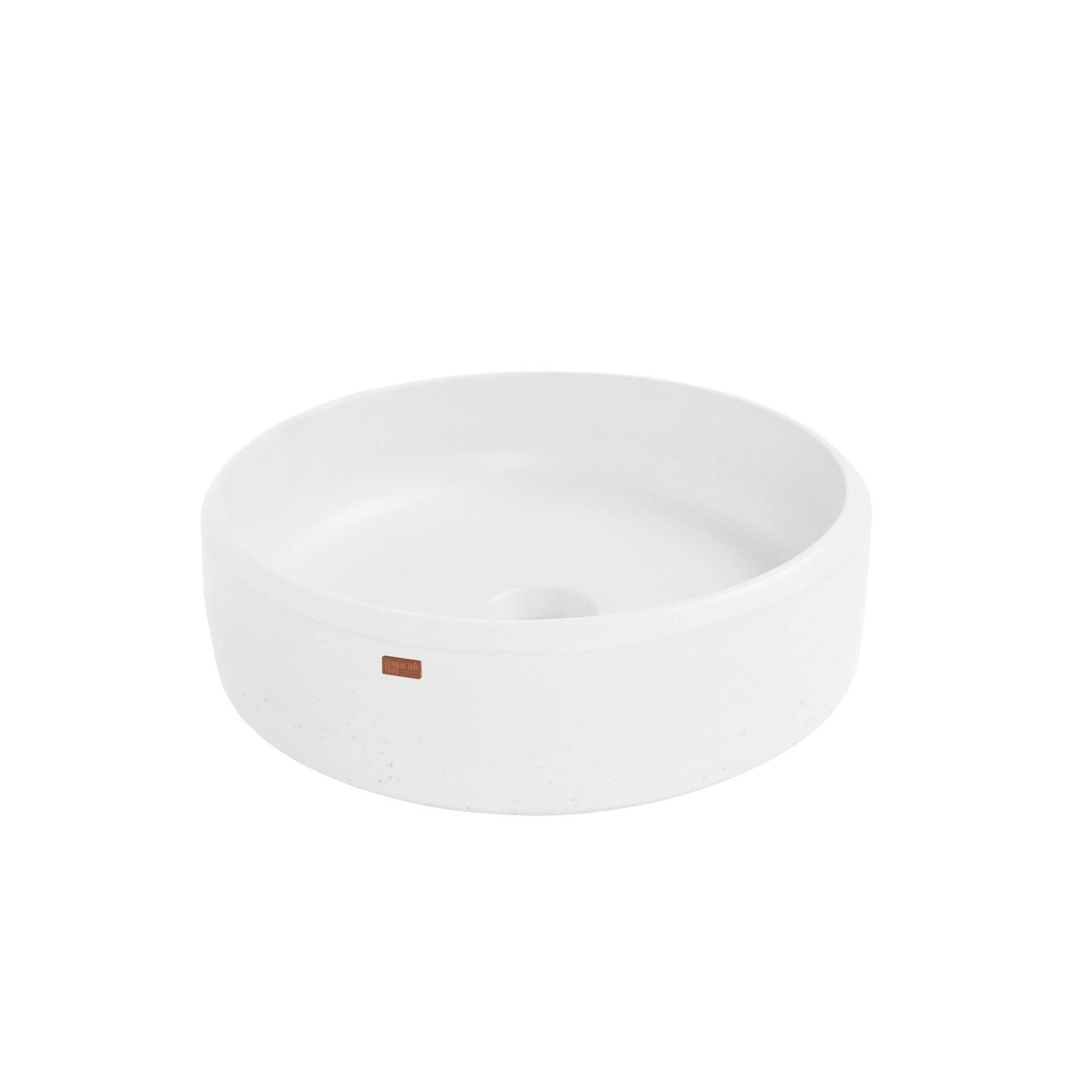 Konkretus, Konkretus Ubud01 15" Tulum White Top Mount Round Vessel Concrete Bathroom Sink