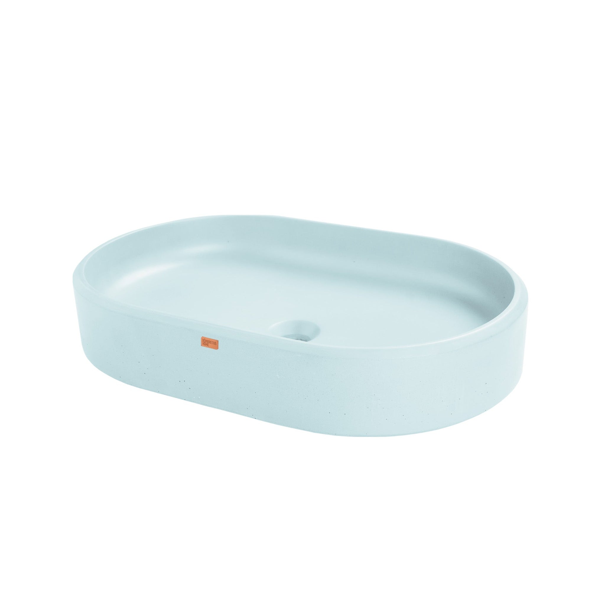 Konkretus, Konkretus Ubud02 22" Caribbean Blue Top Mount Oval Vessel Concrete Bathroom Sink