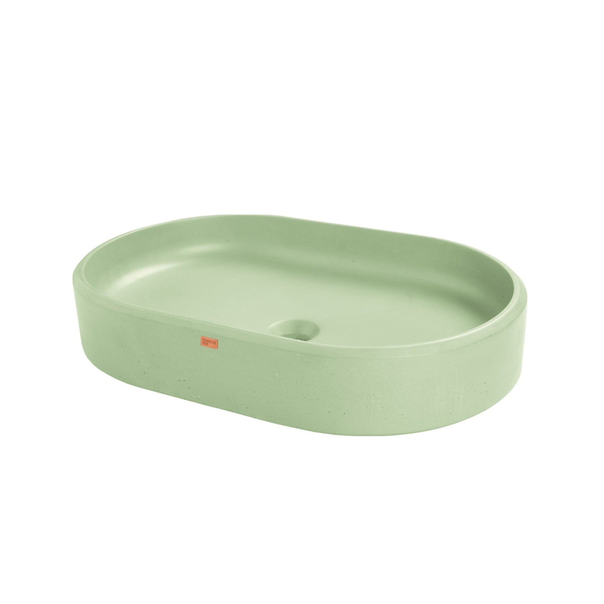 Konkretus, Konkretus Ubud02 22" Ceiba Green Top Mount Oval Vessel Concrete Bathroom Sink