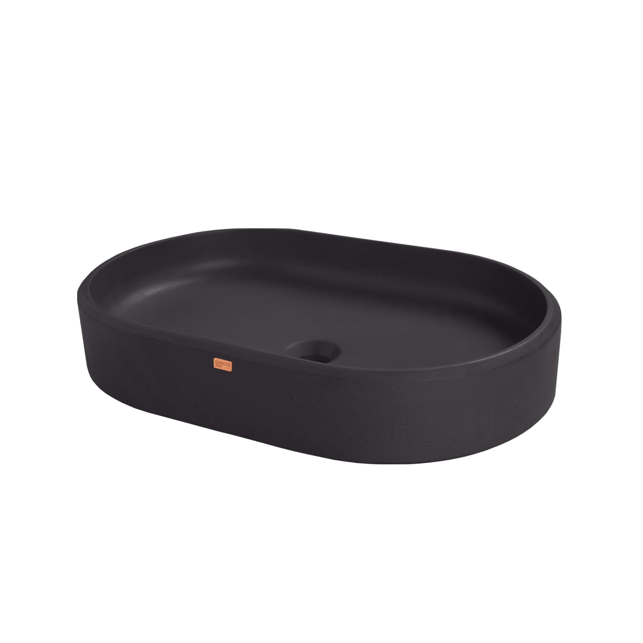 Konkretus, Konkretus Ubud02 22" Coal Black Top Mount Oval Vessel Concrete Bathroom Sink