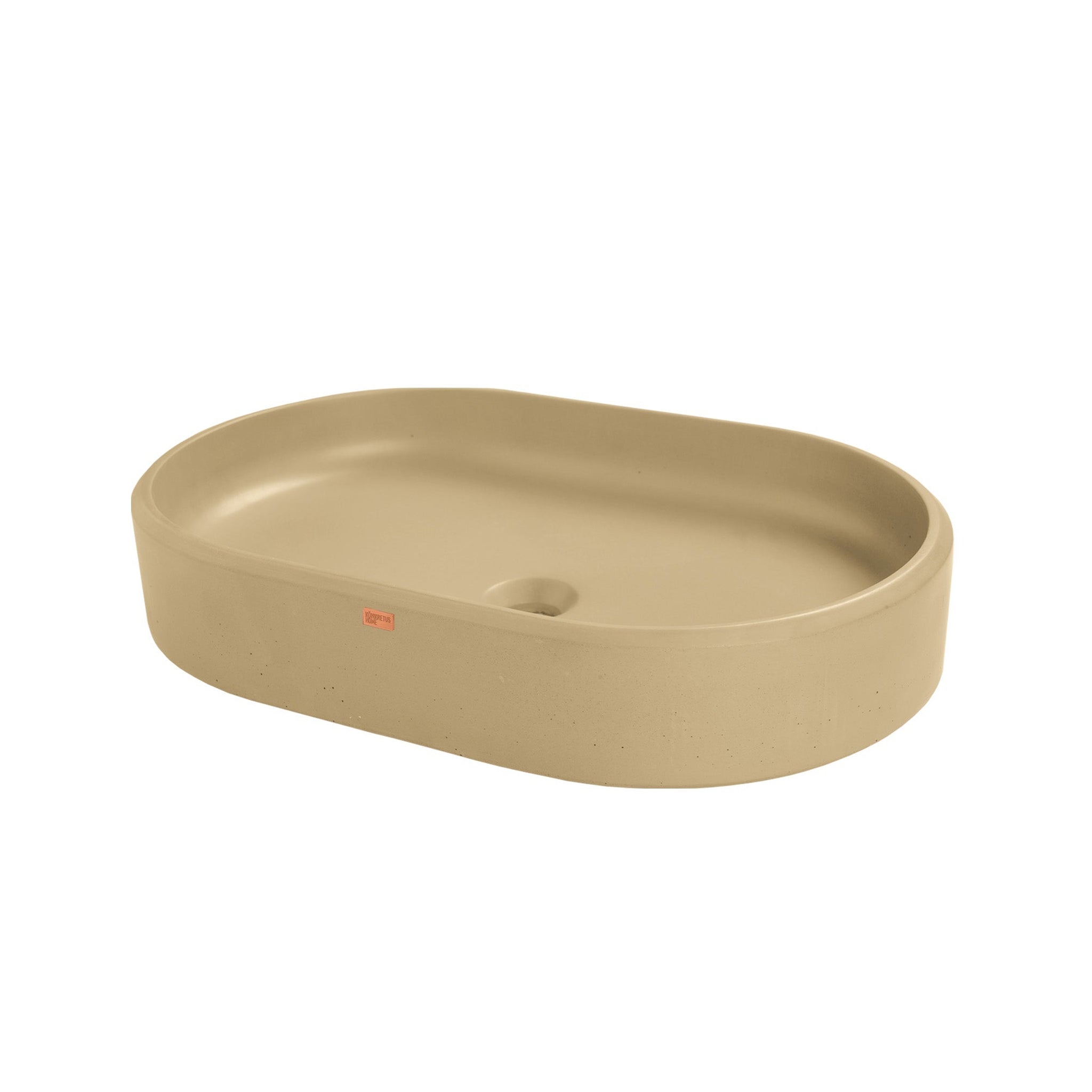 Konkretus, Konkretus Ubud02 22" Desert Brown Top Mount Oval Vessel Concrete Bathroom Sink