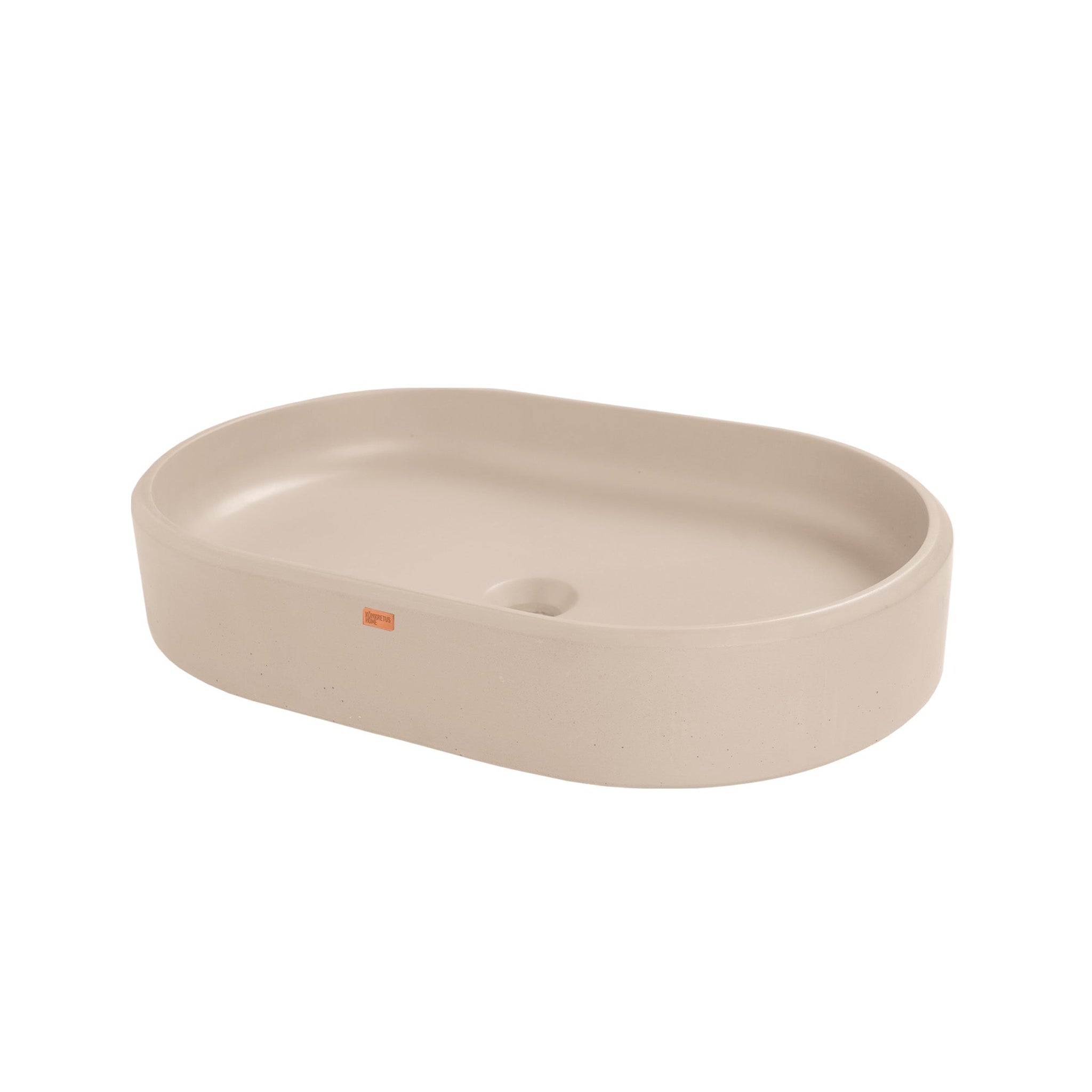 Konkretus, Konkretus Ubud02 22" Linen Beige Top Mount Oval Vessel Concrete Bathroom Sink