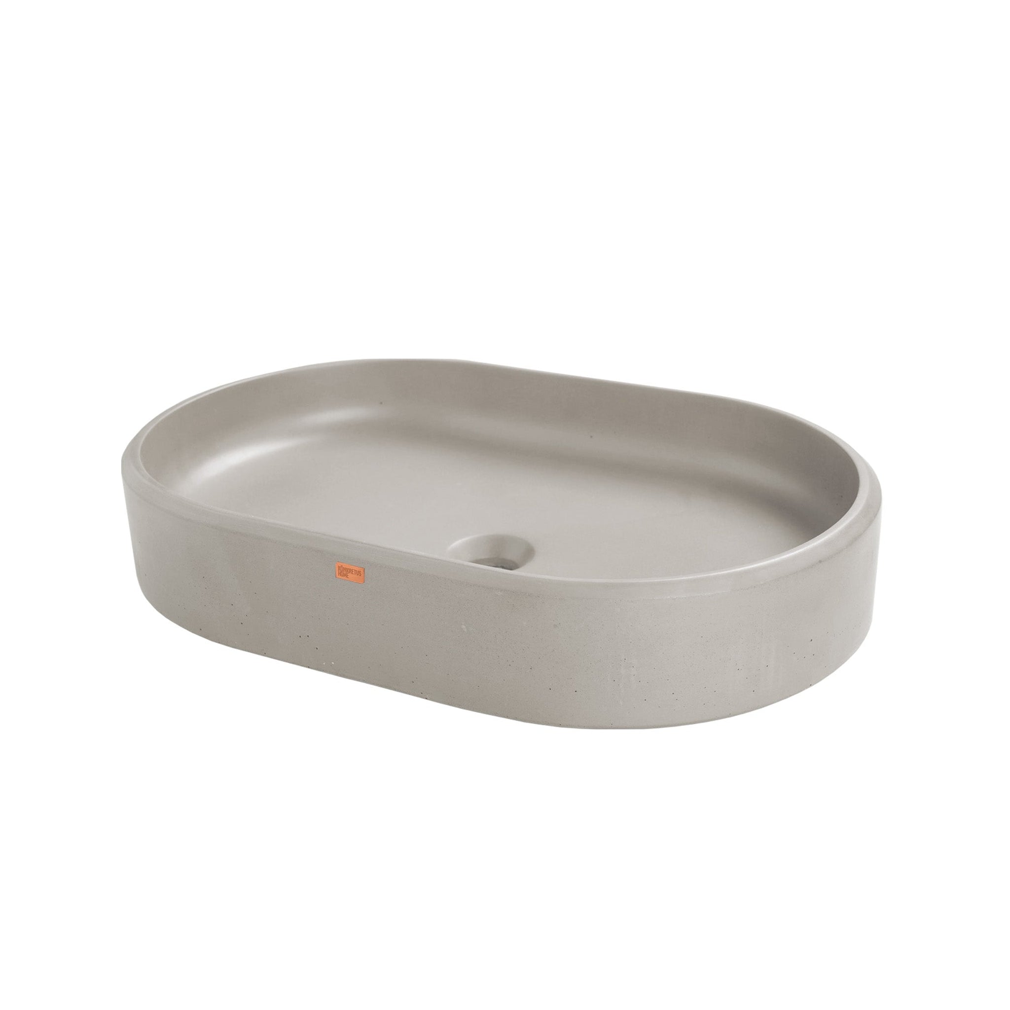 Konkretus, Konkretus Ubud02 22" Rain Gray Top Mount Oval Vessel Concrete Bathroom Sink