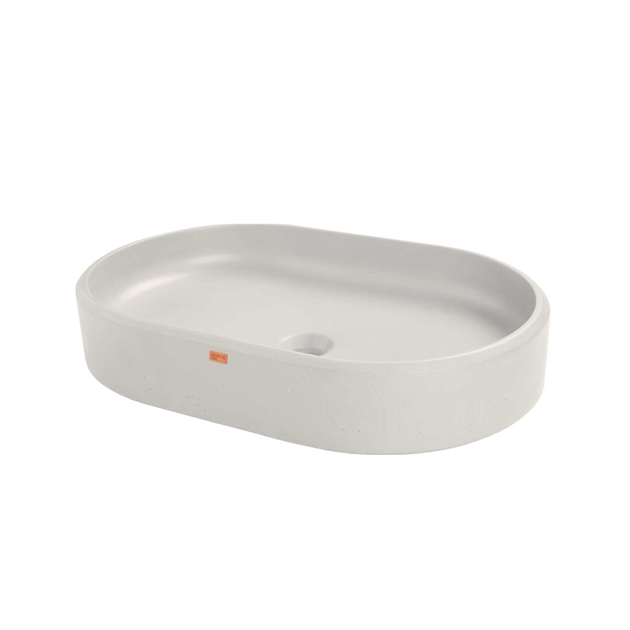 Konkretus, Konkretus Ubud02 22" Shadow Gray Top Mount Oval Vessel Concrete Bathroom Sink