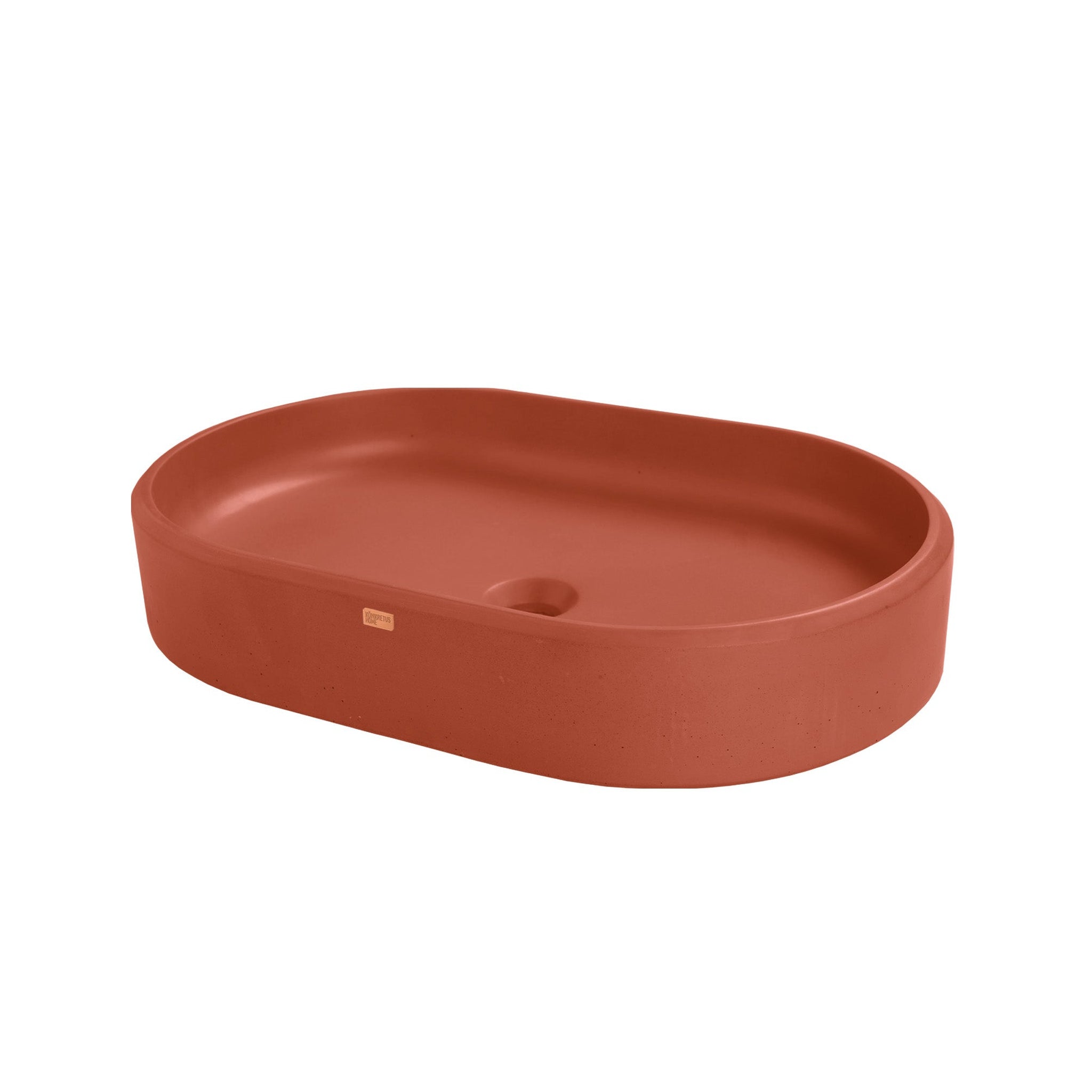 Konkretus, Konkretus Ubud02 22" Terracotta Red Top Mount Oval Vessel Concrete Bathroom Sink