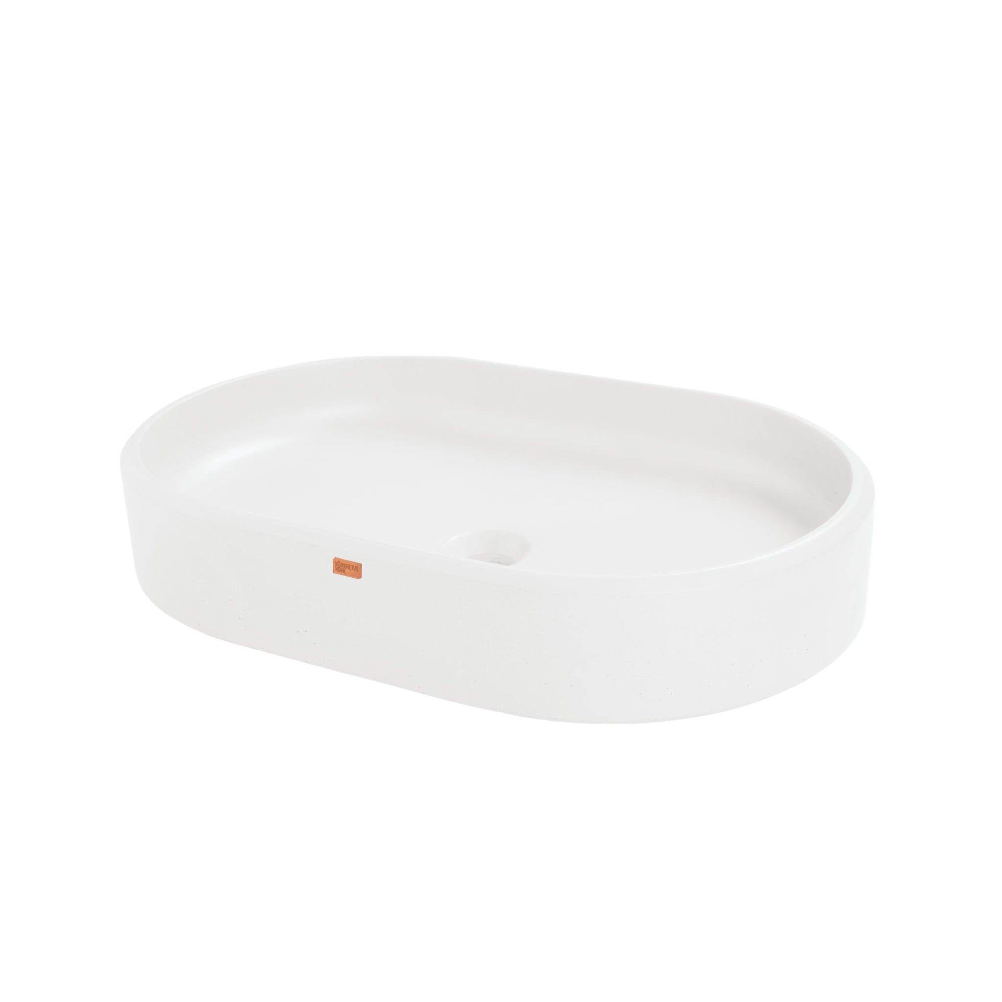 Konkretus, Konkretus Ubud02 22" Tulum White Top Mount Oval Vessel Concrete Bathroom Sink