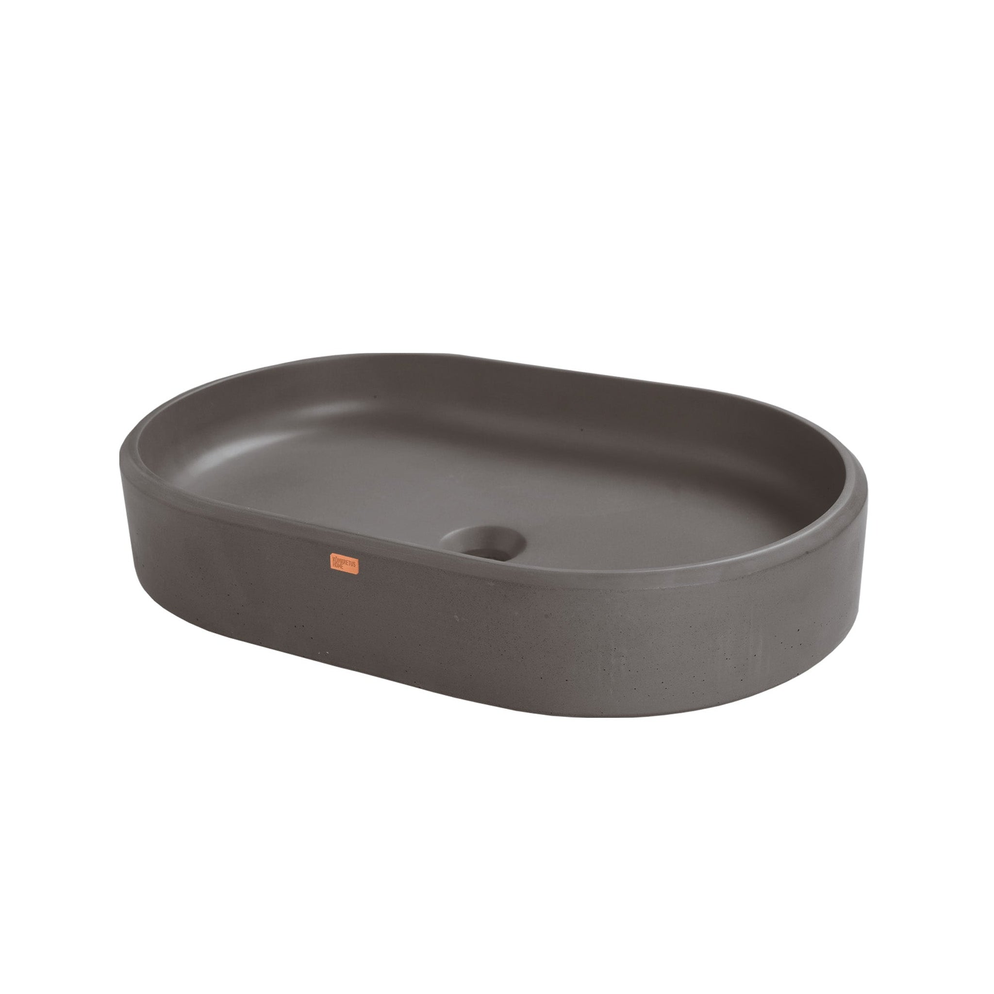 Konkretus, Konkretus Ubud02 22" Volcanic Gray Top Mount Oval Vessel Concrete Bathroom Sink