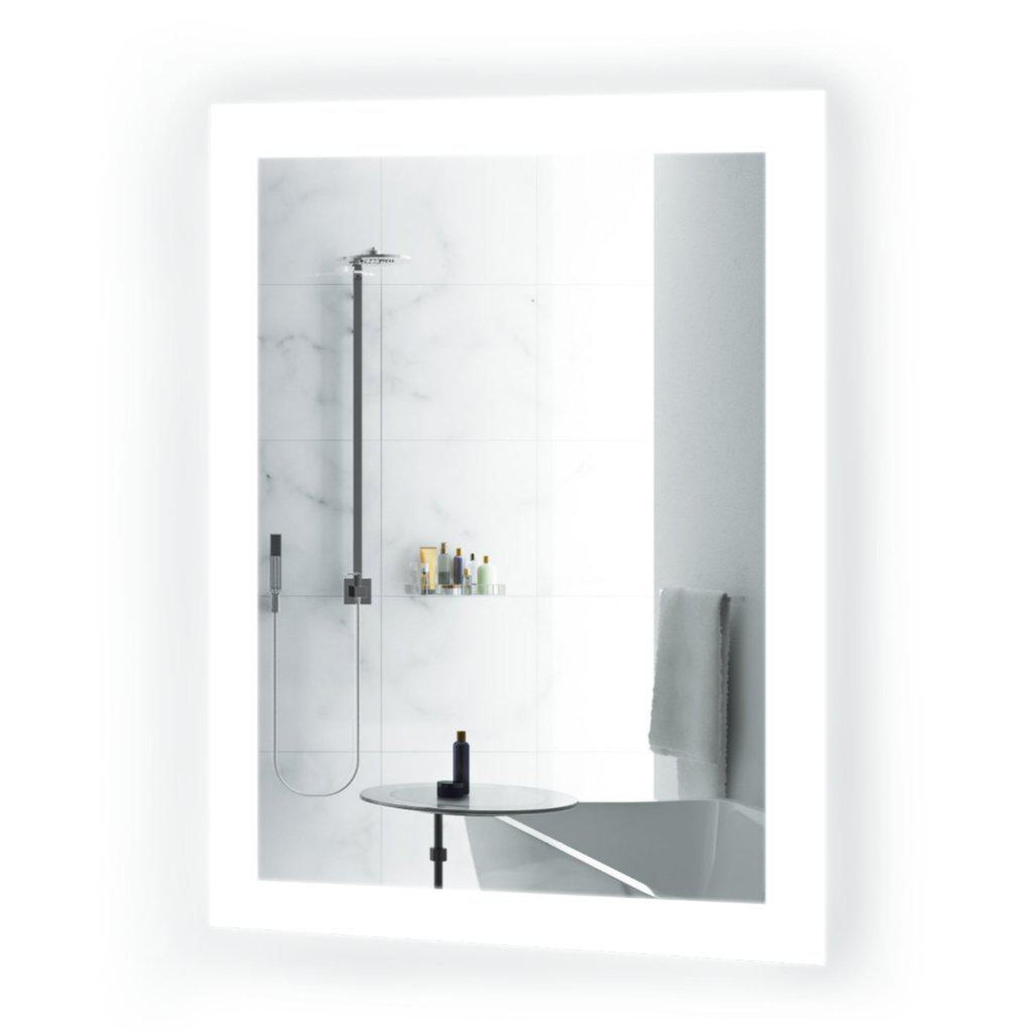 Krugg Reflections, Krugg Reflections Bijou 15" x 20" Small Rectangular Wall-Mounted 5000K LED Mirror With Built-in Defogger and Dimmer