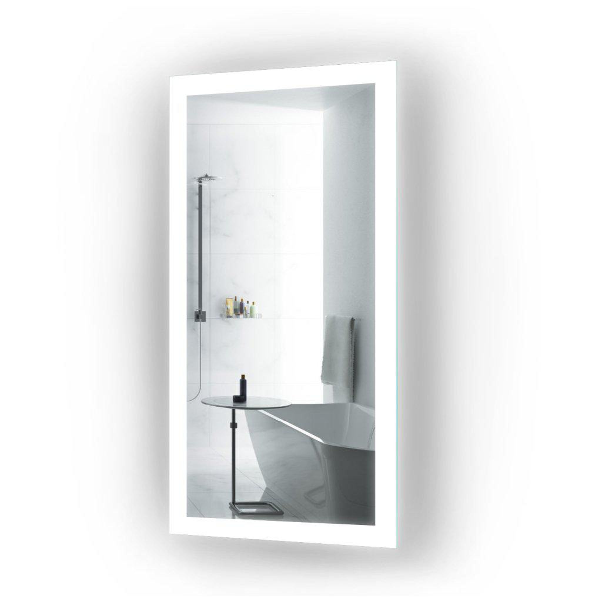 Krugg Reflections, Krugg Reflections Bijou 15" x 30" Small Rectangular Wall-Mounted 5000K LED Bathroom Vanity Mirror With Built-in Defogger and Dimmer