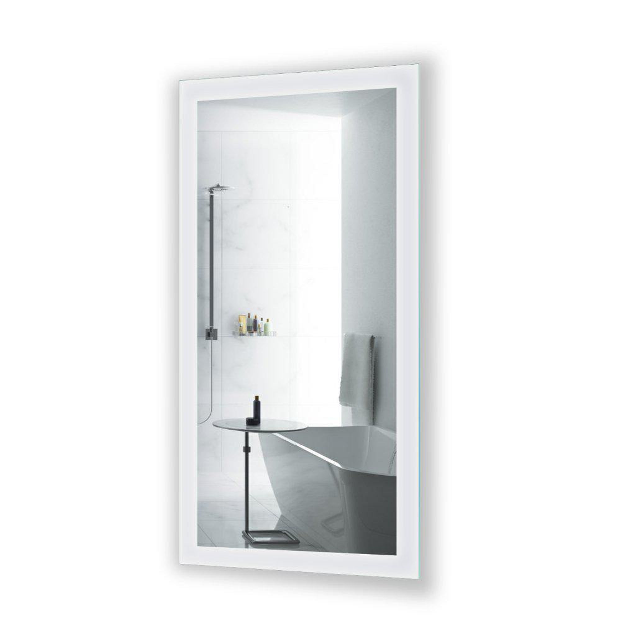 Krugg Reflections, Krugg Reflections Bijou 15" x 30" Small Rectangular Wall-Mounted 5000K LED Bathroom Vanity Mirror With Built-in Defogger and Dimmer