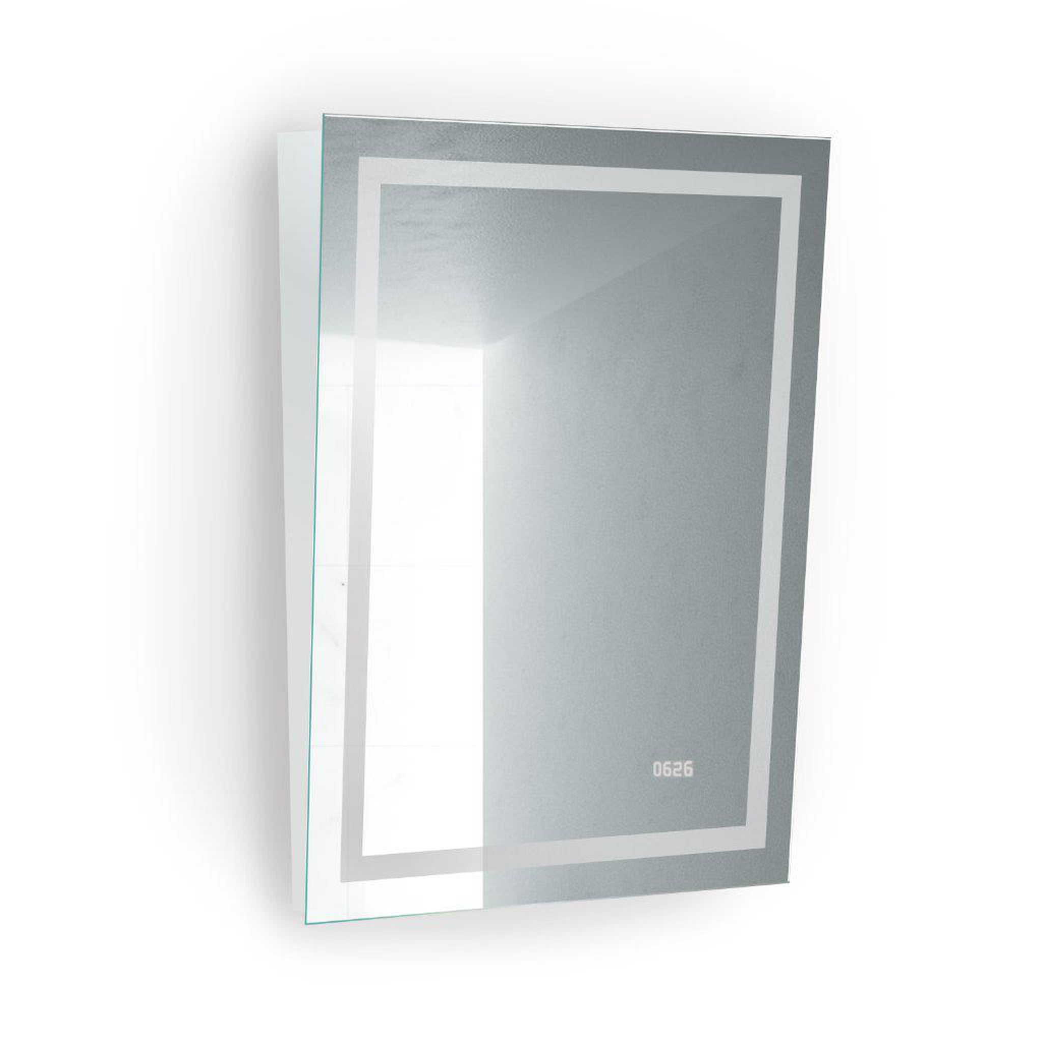 Krugg Reflections, Krugg Reflections Icon 24” x 32” 4000K Rectangular Tilted Wall-Mounted Illuminated Silver Backed LED Mirror With Built-in Defogger and Touch Sensor On/Off Built-in Dimmer