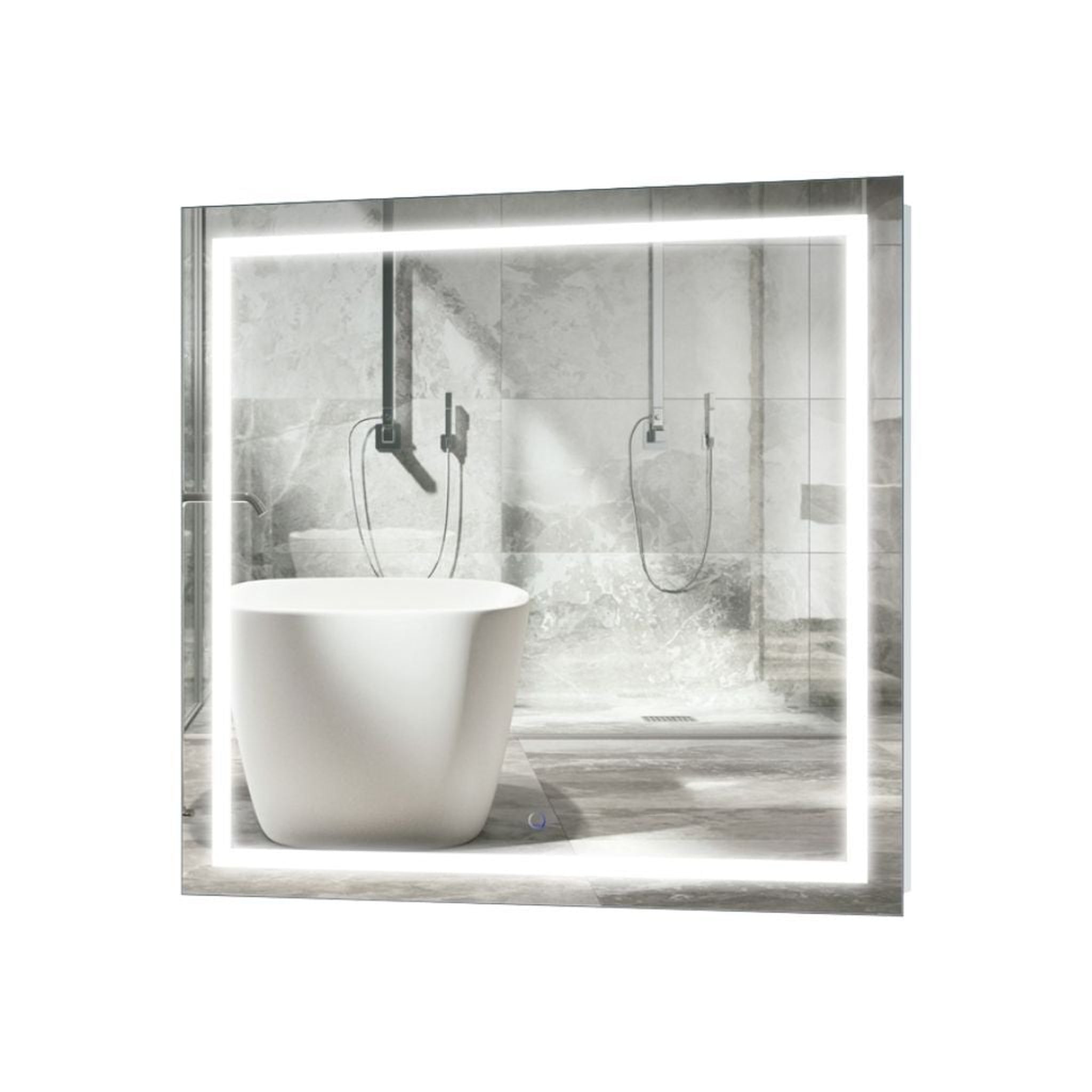 Krugg Reflections, Krugg Reflections Icon 36" x 36" 5000K Square Wall-Mounted Illuminated Silver Backed LED Mirror With Built-in Defogger and Touch Sensor On/Off Built-in Dimmer