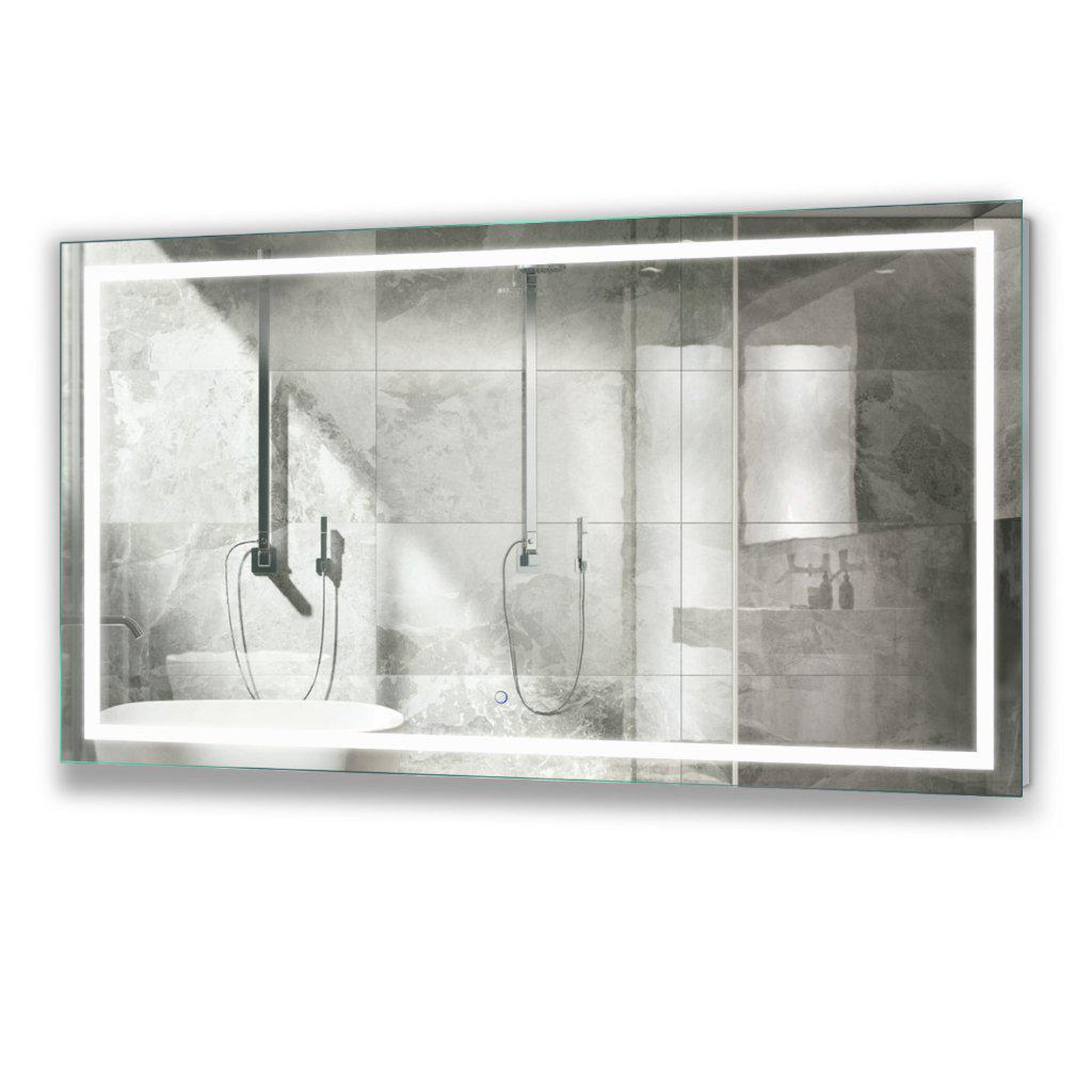 Krugg Reflections, Krugg Reflections Icon 60” x 36” 5000K Rectangular Wall-Mounted Illuminated Silver Backed LED  Mirror With Built-in Defogger and Touch Sensor On/Off Built-in Dimmer