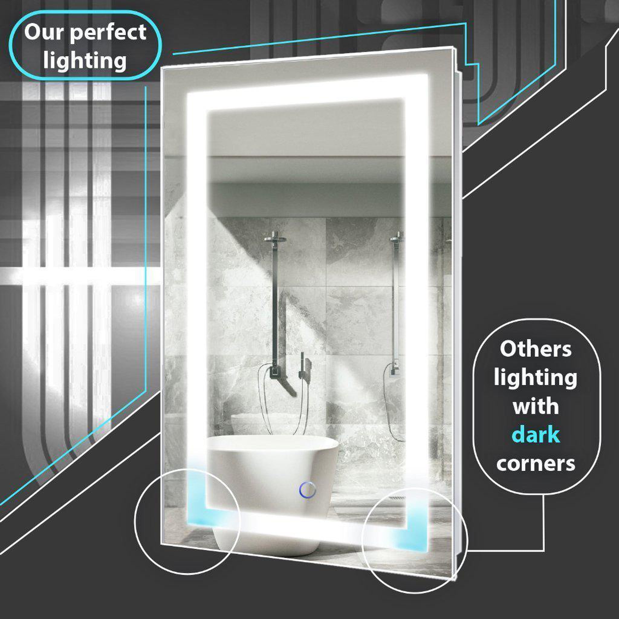 Krugg Reflections, Krugg Reflections Kinetic 15" x 30" 6000K Single Left Opening Rectangular Recessed/Surface-Mount Illuminated Silver Backed LED Medicine Cabinet Mirror With Built-in Defogger, Dimmer and Electrical Outlet