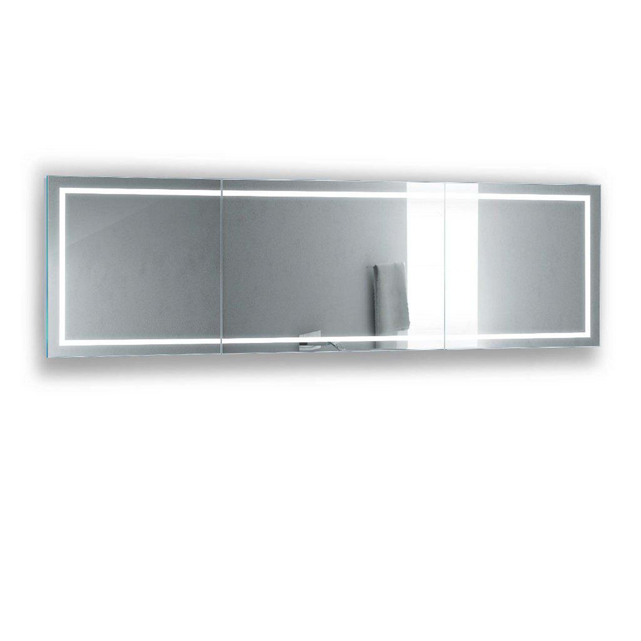 Krugg Reflections, Krugg Reflections Mod 120" x 36" 5000K Long Modular Corner Wall-Mounted Silver-Backed LED Bathroom Vanity Mirror With Built-in Defogger and Dimmer