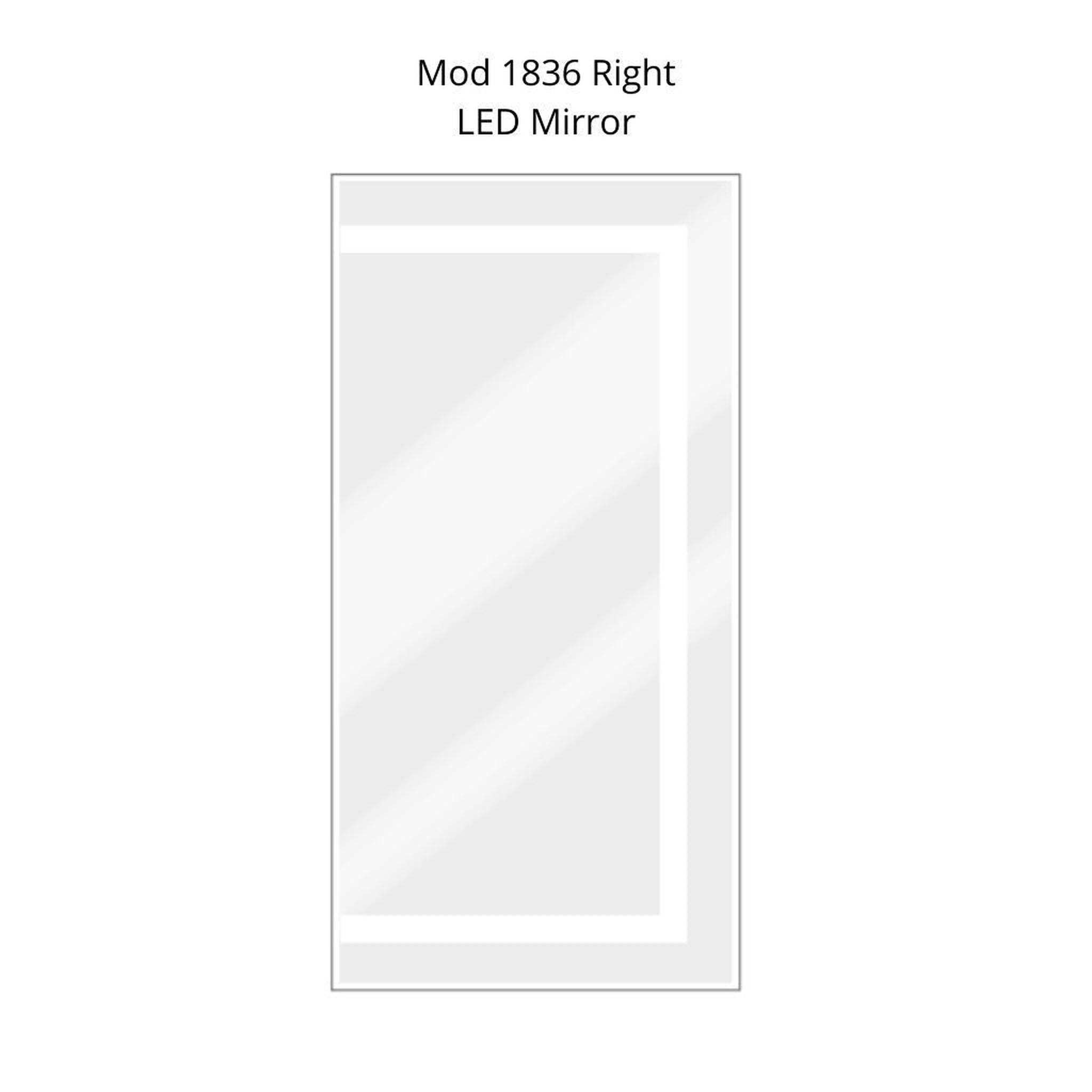 Krugg Reflections, Krugg Reflections Mod 18" x 36" 5000K Rectangular Right Configuration Wall-Mounted Silver-Backed LED Bathroom Vanity Mirror With Built-in Defogger and Dimmer