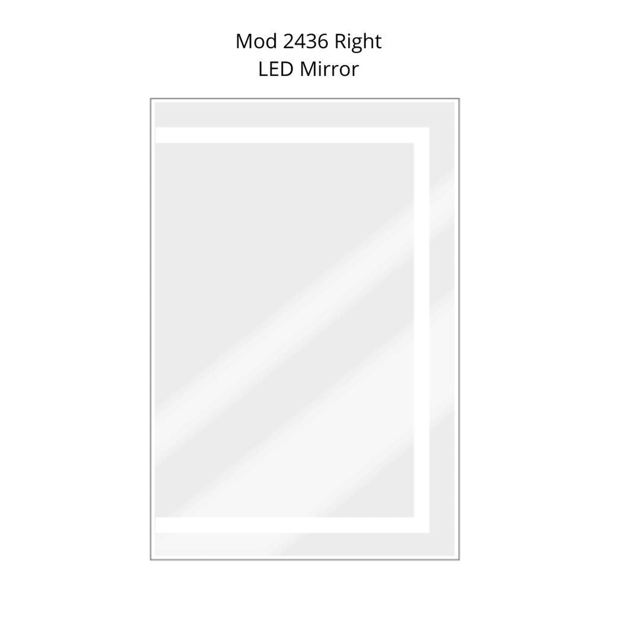 Krugg Reflections, Krugg Reflections Mod 24" x 36" 5000K Rectangular Right Configuration Wall-Mounted Silver-Backed LED Bathroom Vanity Mirror With Built-in Defogger and Dimmer