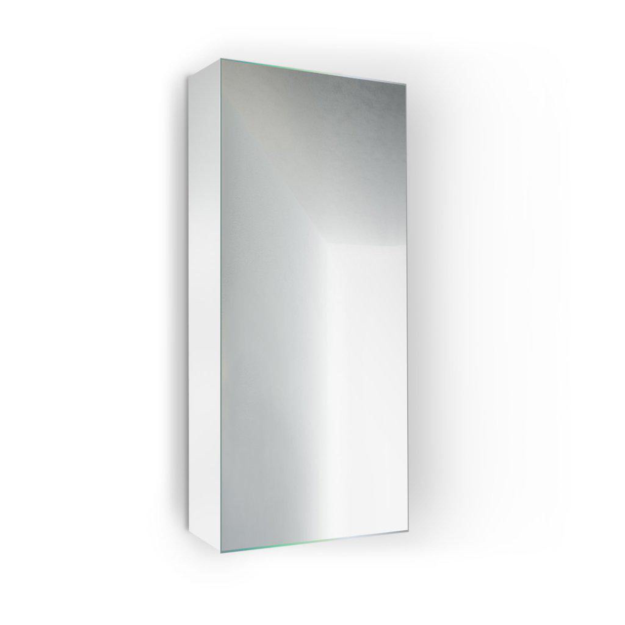 Krugg Reflections, Krugg Reflections Plaza 12" x 30"  Single Left Opening Rectangular Recessed/Surface-Mount Medicine Cabinet Mirror With Two Adjustable Shelves