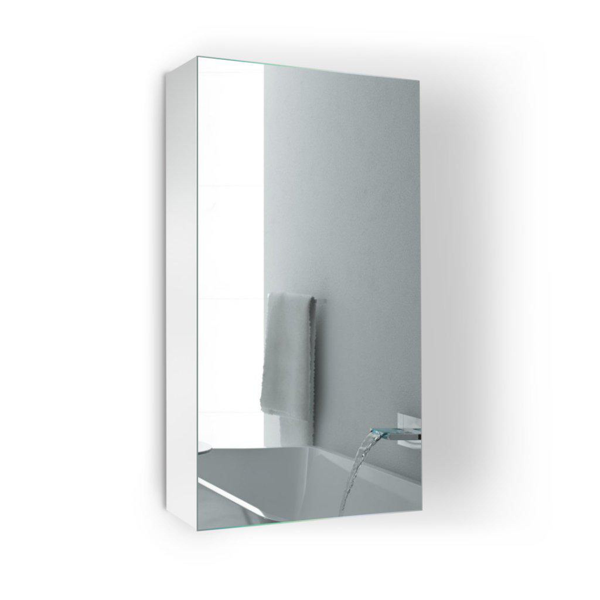 Krugg Reflections, Krugg Reflections Plaza 16" x 30"  Single Left Opening Rectangular Recessed/Surface-Mount Medicine Cabinet Mirror With Three Adjustable Shelves