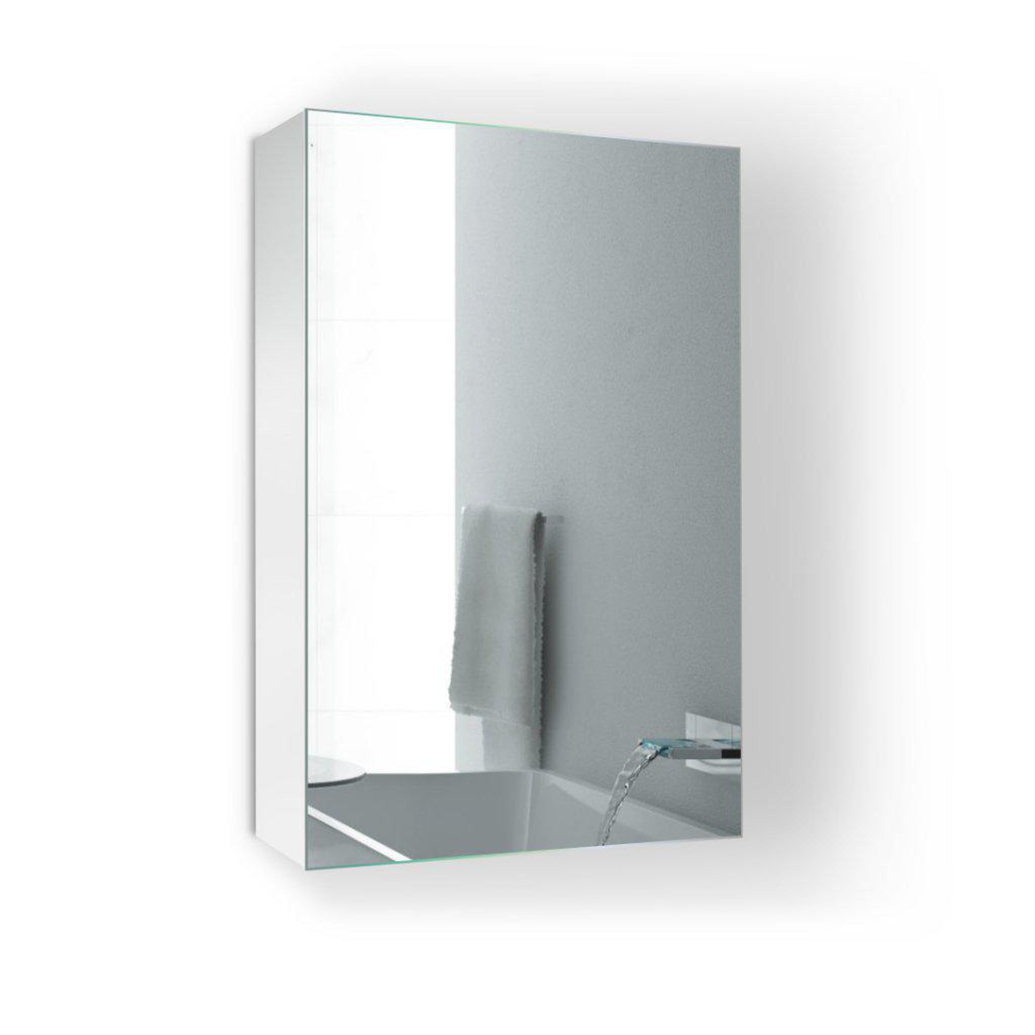 Krugg Reflections, Krugg Reflections Plaza 18" x 30"  Single Left Opening Rectangular Recessed/Surface-Mount Medicine Cabinet Mirror With Three Adjustable Shelves