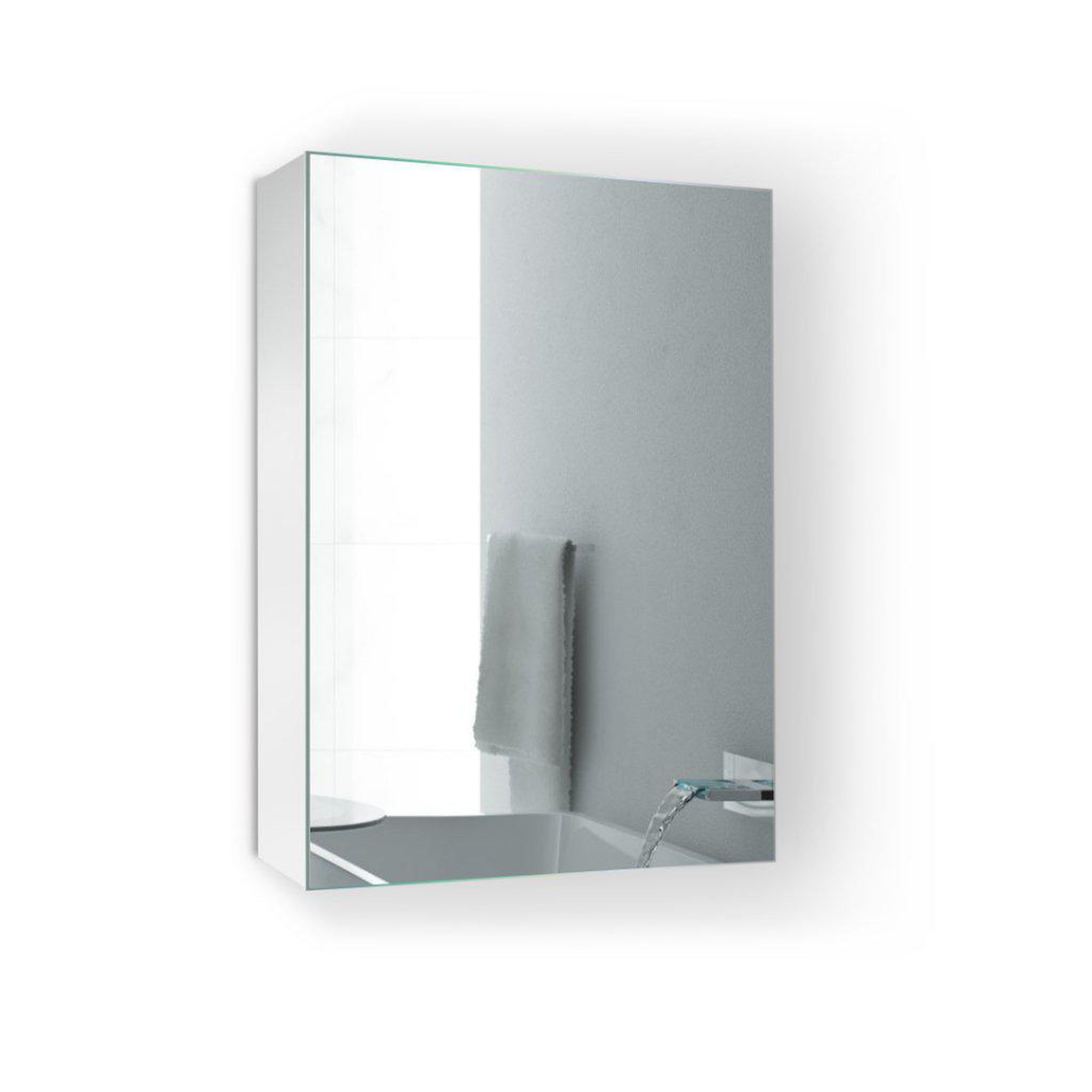 Krugg Reflections, Krugg Reflections Plaza 20" x 30"  Single Left Opening Rectangular Recessed/Surface-Mount Medicine Cabinet Mirror With Three Adjustable Shelves