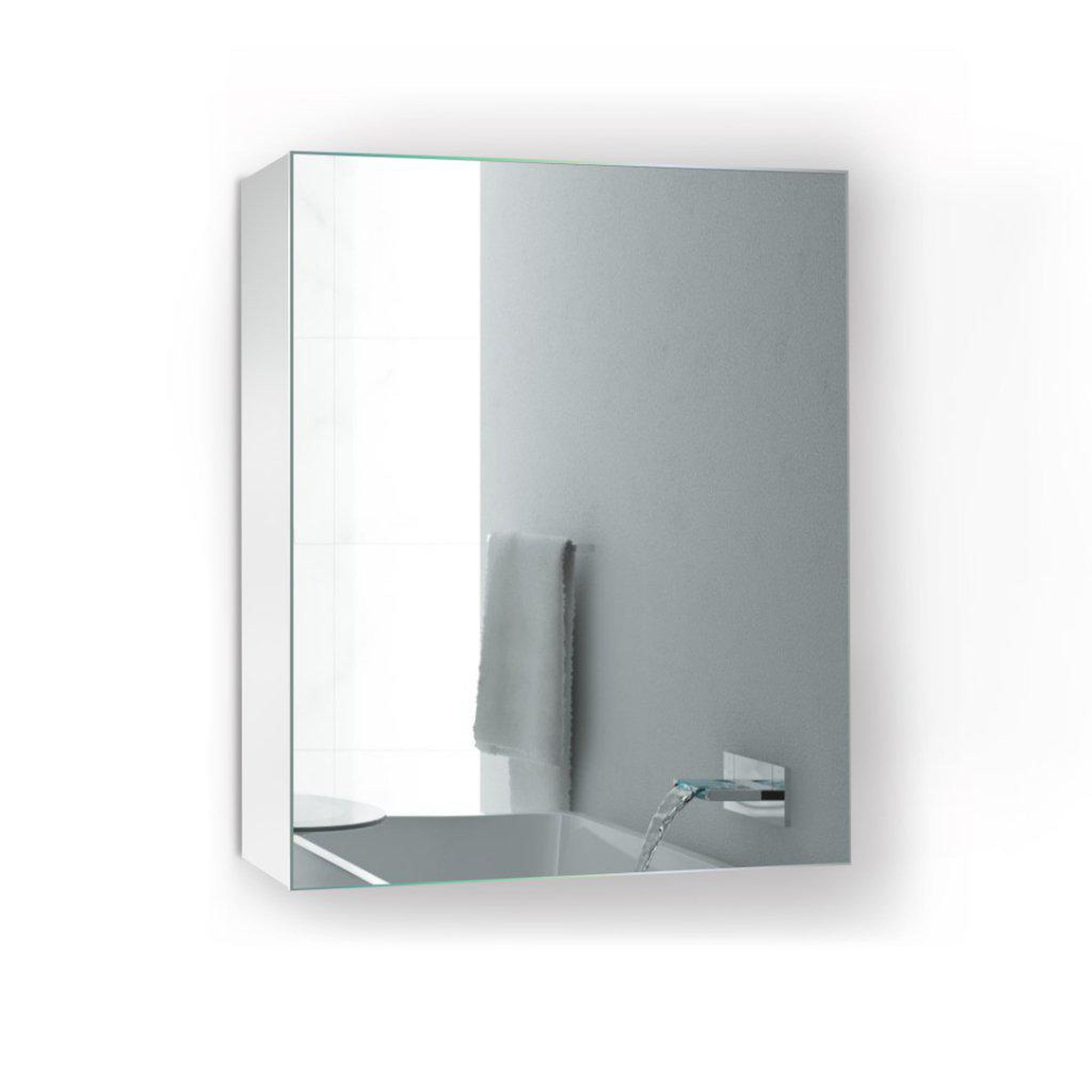 Krugg Reflections, Krugg Reflections Plaza 24" x 30"  Single Left Opening Rectangular Recessed/Surface-Mount Medicine Cabinet Mirror With Three Adjustable Shelves