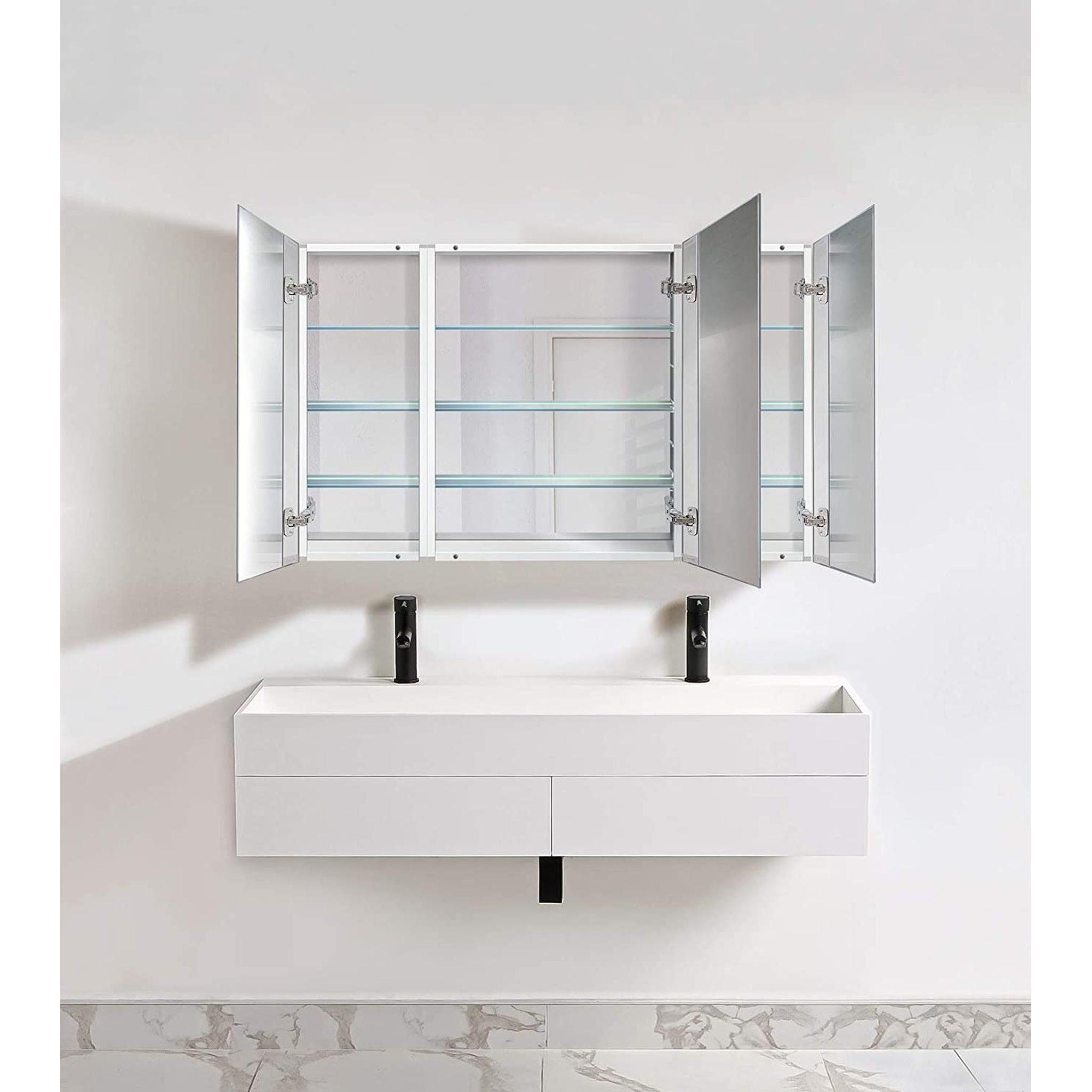 Krugg Reflections, Krugg Reflections Plaza 48" x 30"  Tri-View Left-Left-Right Opening Rectangular Recessed/Surface-Mount Medicine Cabinet Mirror