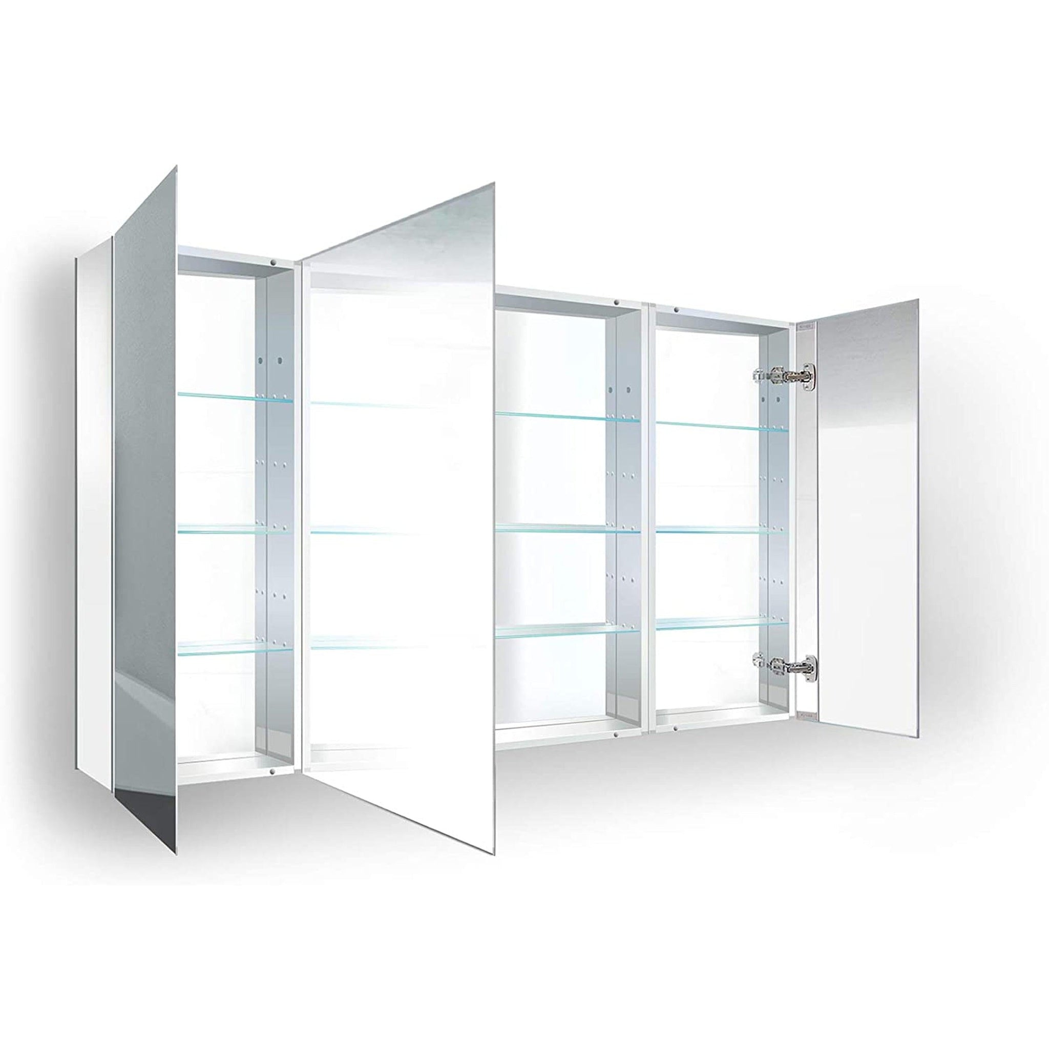 Krugg Reflections, Krugg Reflections Plaza 48" x 30"  Tri-View Left-Left-Right Opening Rectangular Recessed/Surface-Mount Medicine Cabinet Mirror