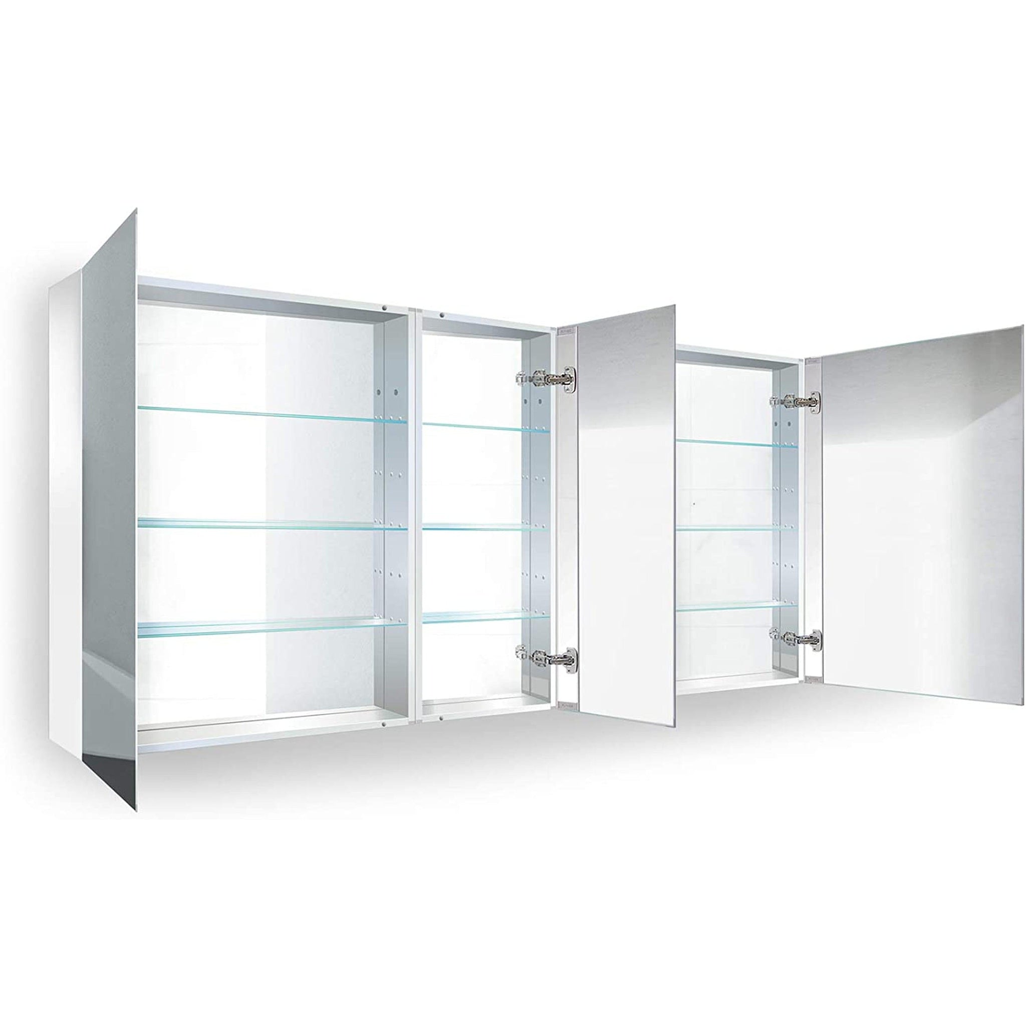 Krugg Reflections, Krugg Reflections Plaza 60" x 30"  Tri-View Left-Right-Right Opening Rectangular Recessed/Surface-Mount Medicine Cabinet Mirror