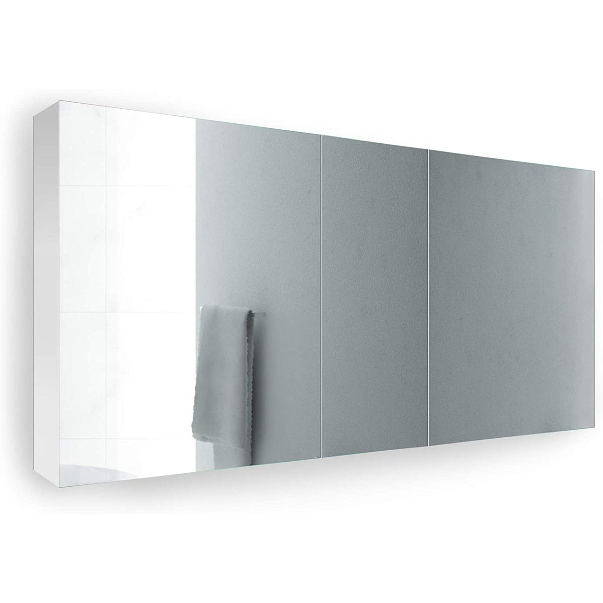 Krugg Reflections, Krugg Reflections Plaza 60" x 30"  Tri-View Left-Right-Right Opening Rectangular Recessed/Surface-Mount Medicine Cabinet Mirror