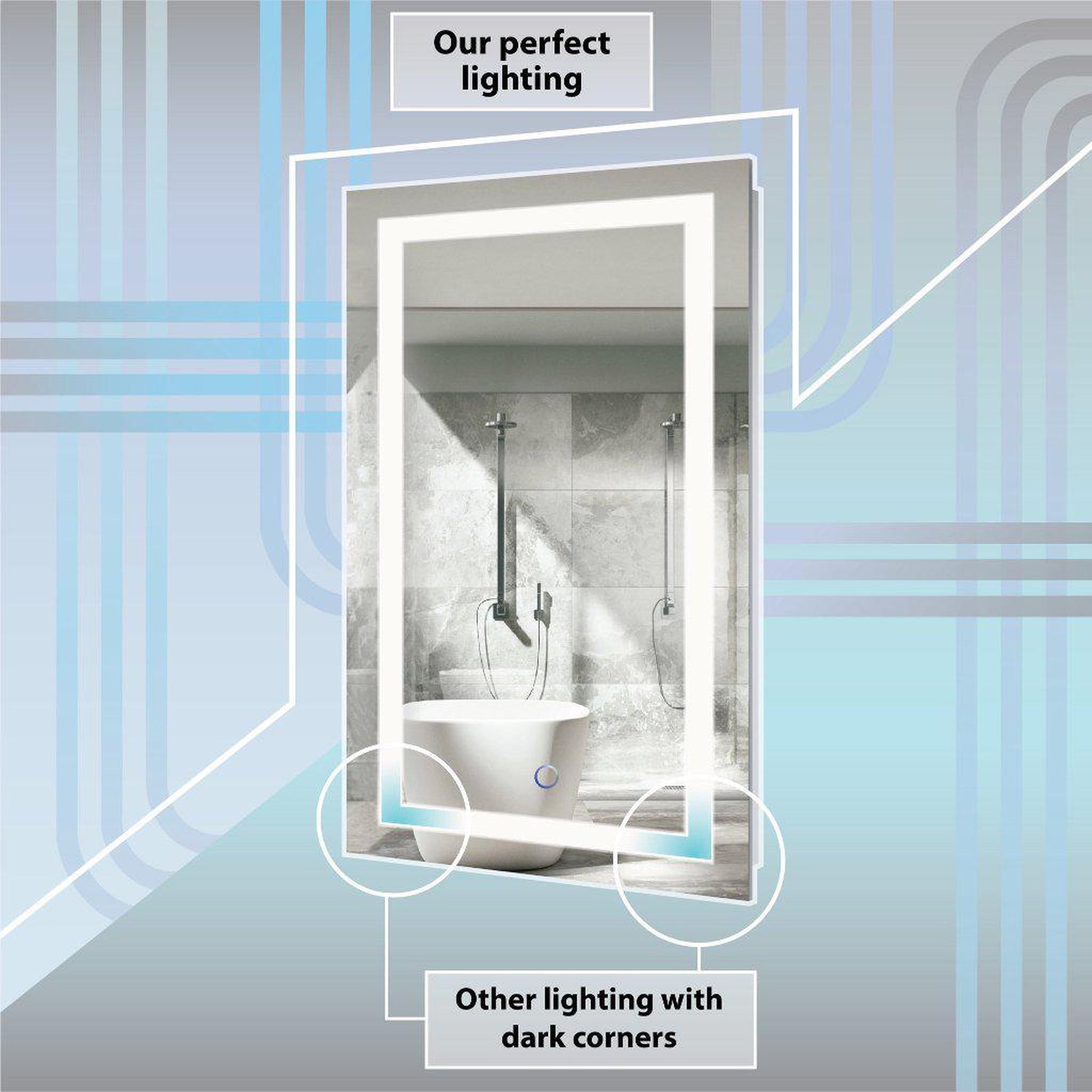 Krugg Reflections, Krugg Reflections Rolls 20" x 30" Single Right Opening Rectangular Recessed/Surface-Mount Illuminated Silver Backed LED Medicine Cabinet Mirror With Built-in Defogger, Dimmer and Electrical Outlet